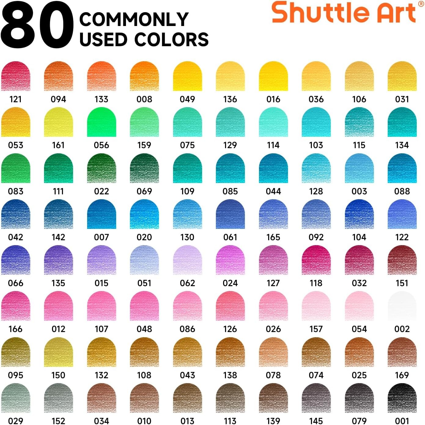 Shuttle Art 80 Colored Pencils, 1 Count (Pack of 80), 80 Colors