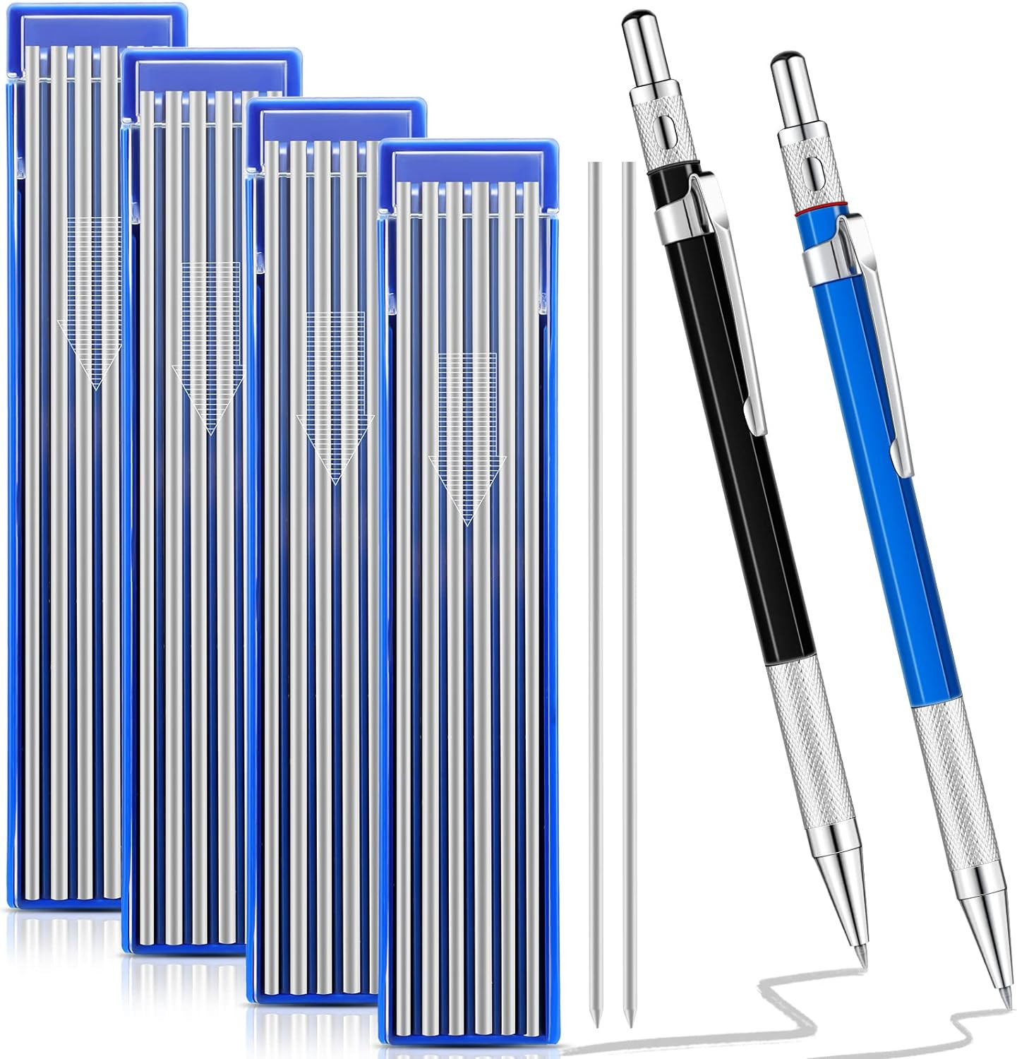 2 Pcs Welders Pencil with 48 PCS round Refills Mechanical Pencils Metal Welding
