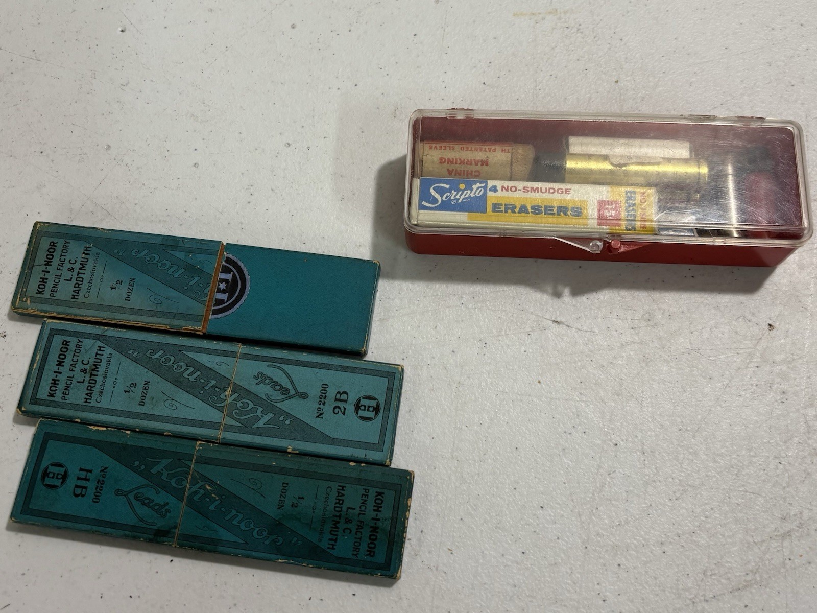 Various Lot of Vintage Mechanical Pencil Lead & Erasers in original containers