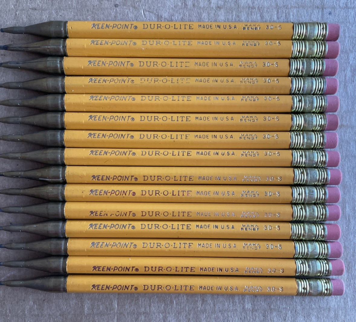 MCM Mechanical Pencil Set Of 15 Dur-O-Lite Keen-Point Yellow Brass USA Made