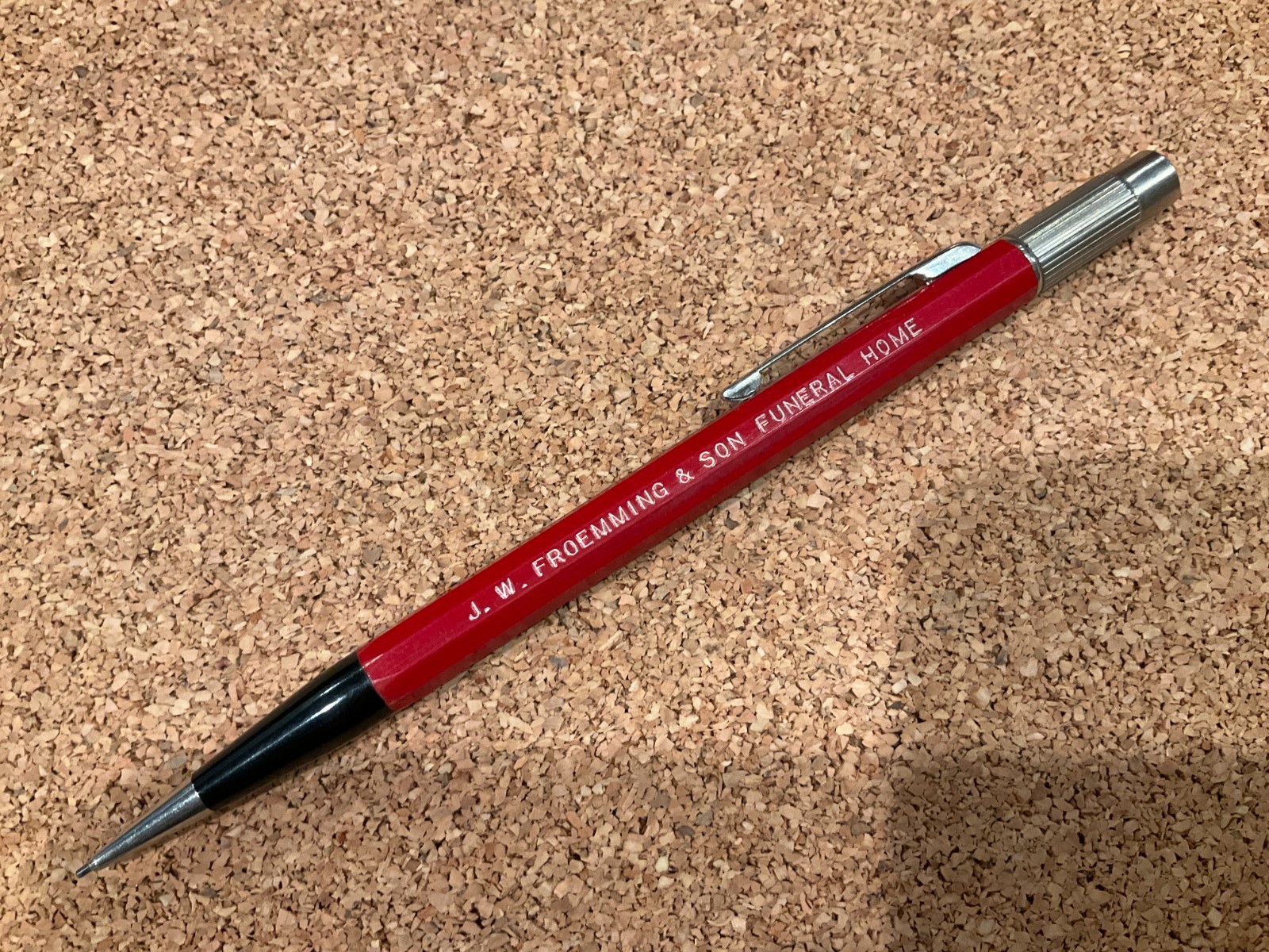 Vintage Autopoint For Real Thin Lead Mechanical Pencil Red funeral Home