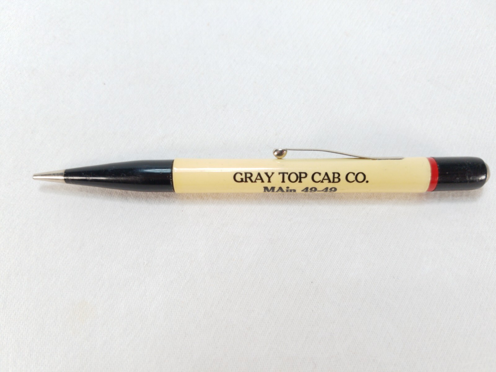 Redipoint Vintage Mechanical Twist Pencil Advertising Gray Top Cab Co. Tested