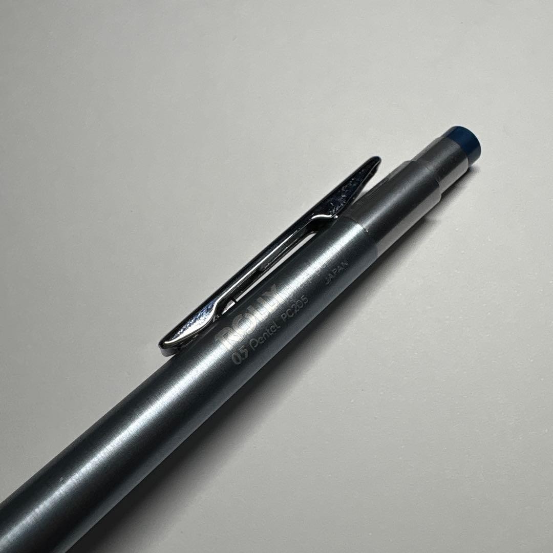 Pentel Rolly Double Knock Mechanical Pencil Silver Light Blue Metal Body Used