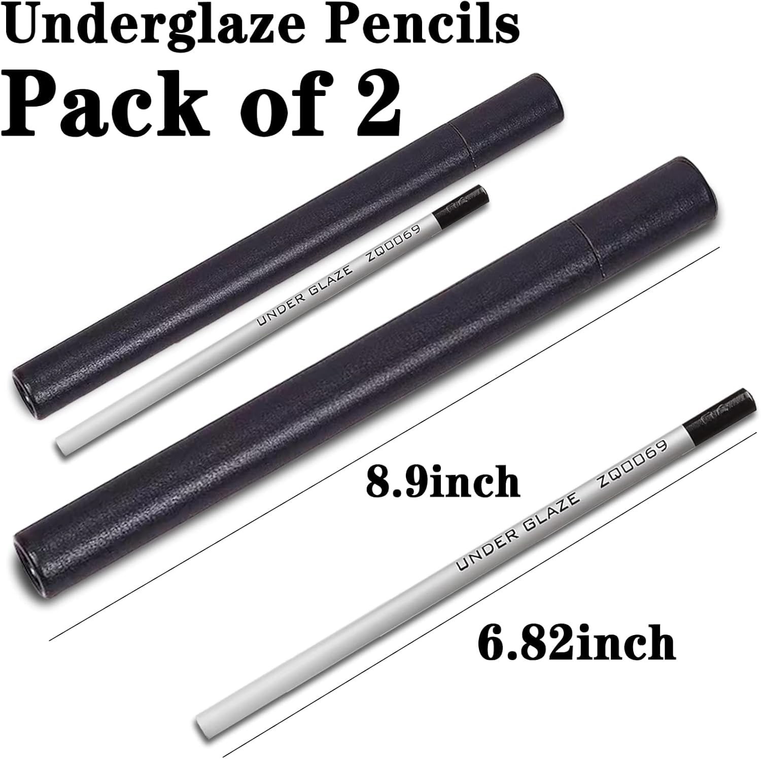 ZZYFGH 2 Pcs Black Underglaze Pencils, Glaze 1 Count (Pack of 2),