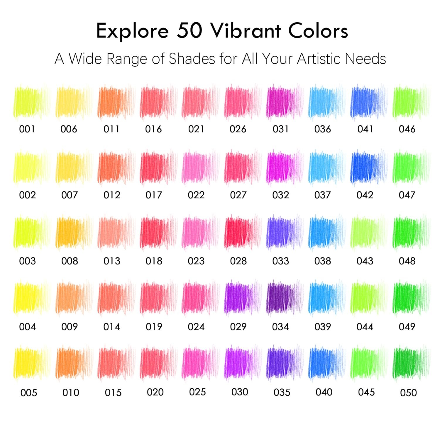 KALOUR PDAS 50 Neon Colored Pencils for 50 Count (Pack of 1), Multicolor