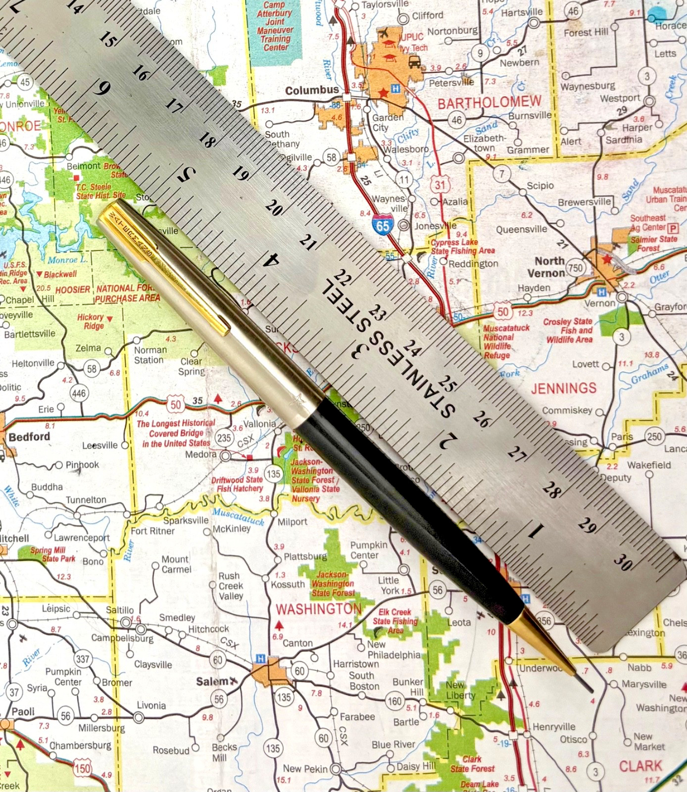 Vintage Waterman Corinth Star Pencil in Black Plastic with two tone clip / cap