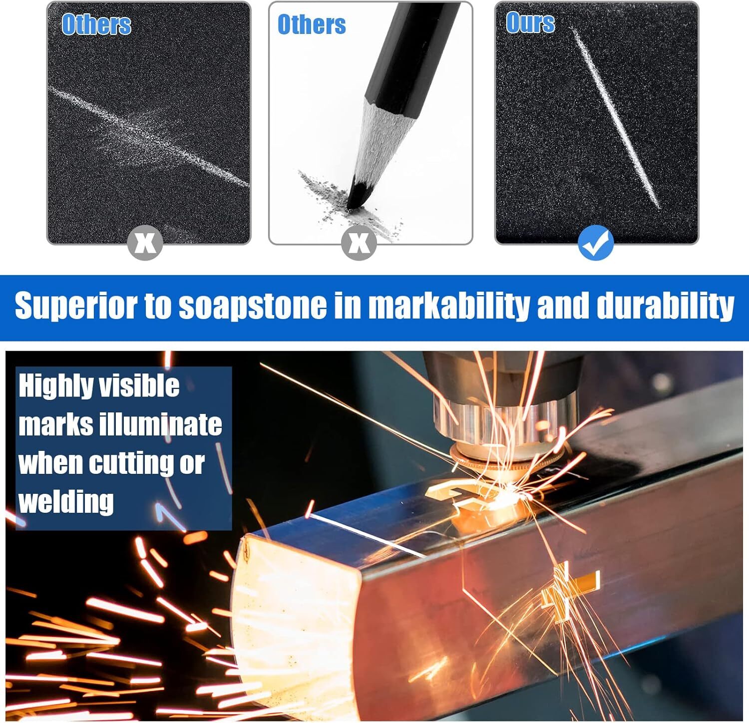 2 Pcs Welders Pencil with 48 PCS Round Refills Mechanical Pencils Metal Welding