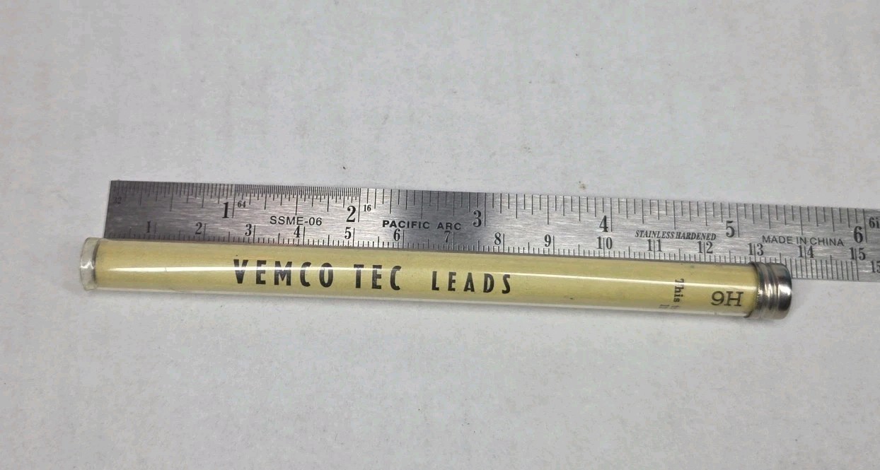 VEMCO TEC 2mm Drafting Lead Black 9H Metal Cap 12pk Tube USA Vintage