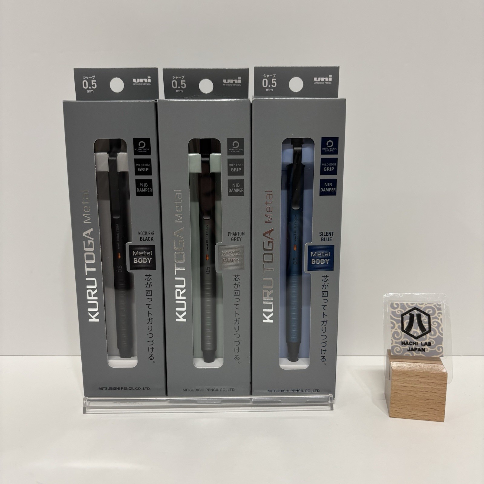 Uni Kurutoga Metal 3pieces set Gray Black Blue setmechanical pencil 0.5mm New