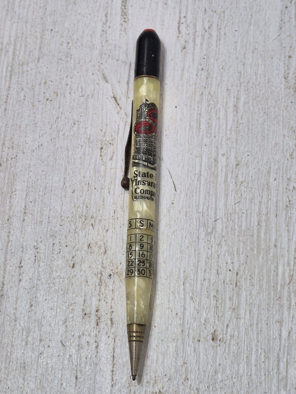 Vintage State Farm Insurance Advertising Mechanical Pencil Pen Marbled Promo
