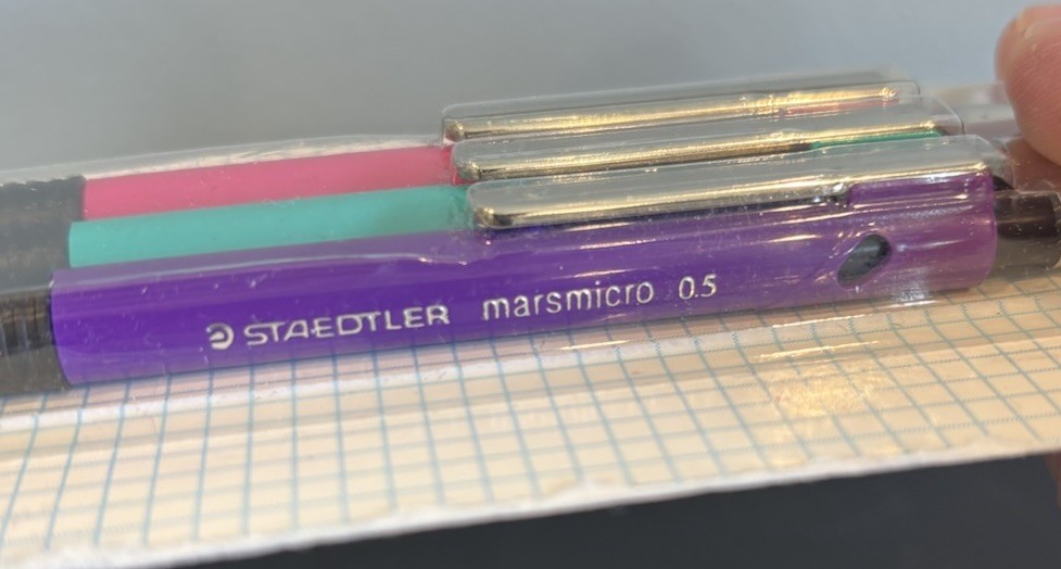 Staedtler Marsmicro 0.5 mm Mechanical Pencils NOS 3 Pack Pink Green Purple 775S