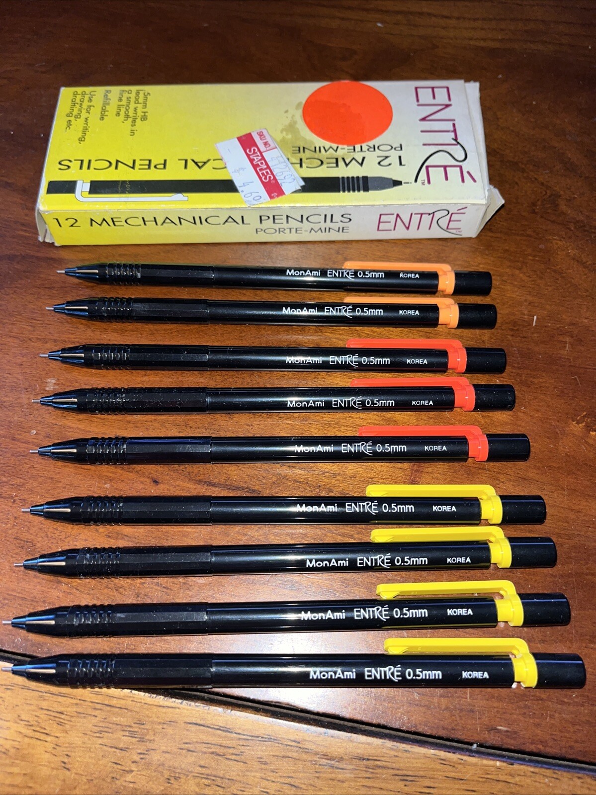 Vintage 90s Lot of 9 ENTRE Mechanical Pencil Port-Mines Black Barrel 0.5 mm