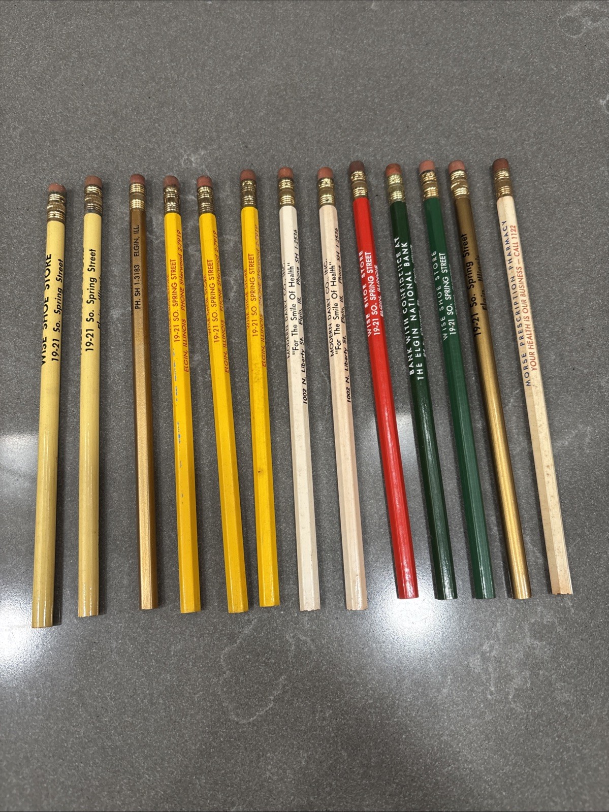Lot 13 Vintage Advertising Pencils Elgin Illinois Wise Shoe Modern Dairy Morse
