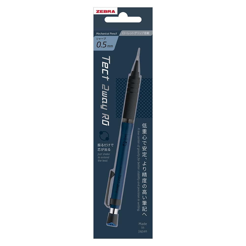 ZEBRA Mechanical Pencil, Tect 2-Way RO, 0.5mm, Navy Black, Knurled Model, P-MA14