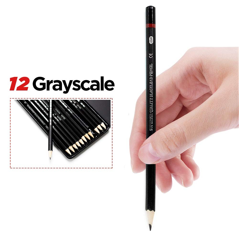 YSLON Professional Sketch pencils Drawing 1 Count (Pack of 12), Black