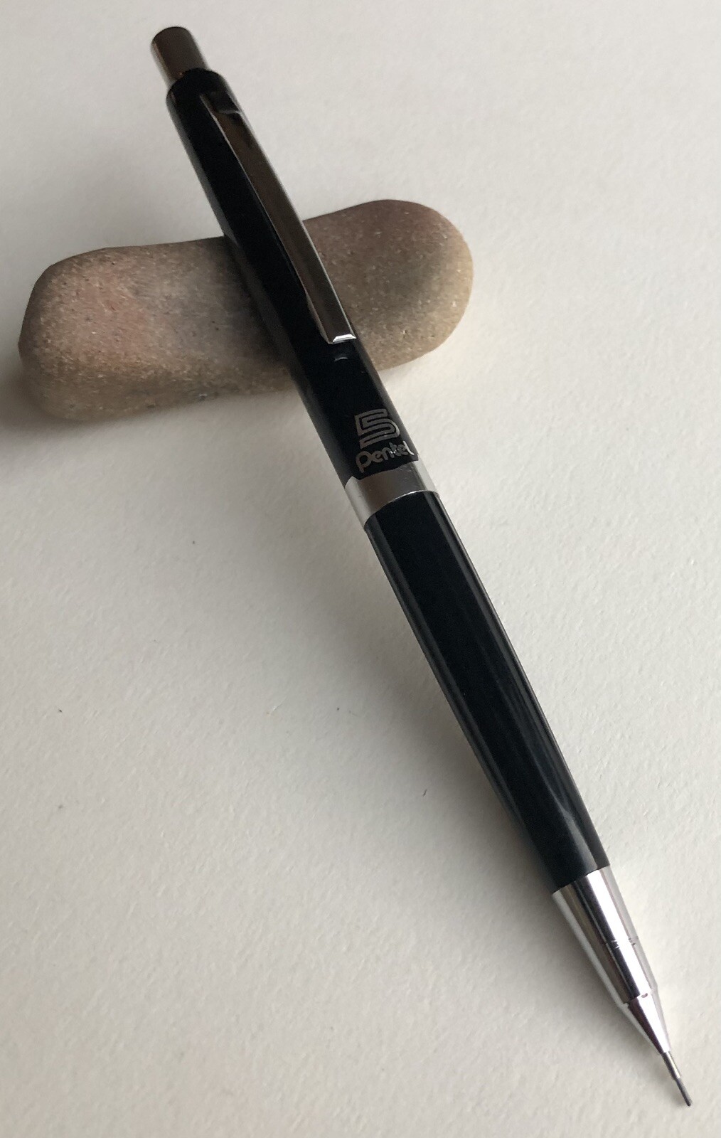 Vintage PENTEL 5 Mechanical Pencil .5mm Lead Black Barrel Chrome Trim Japan
