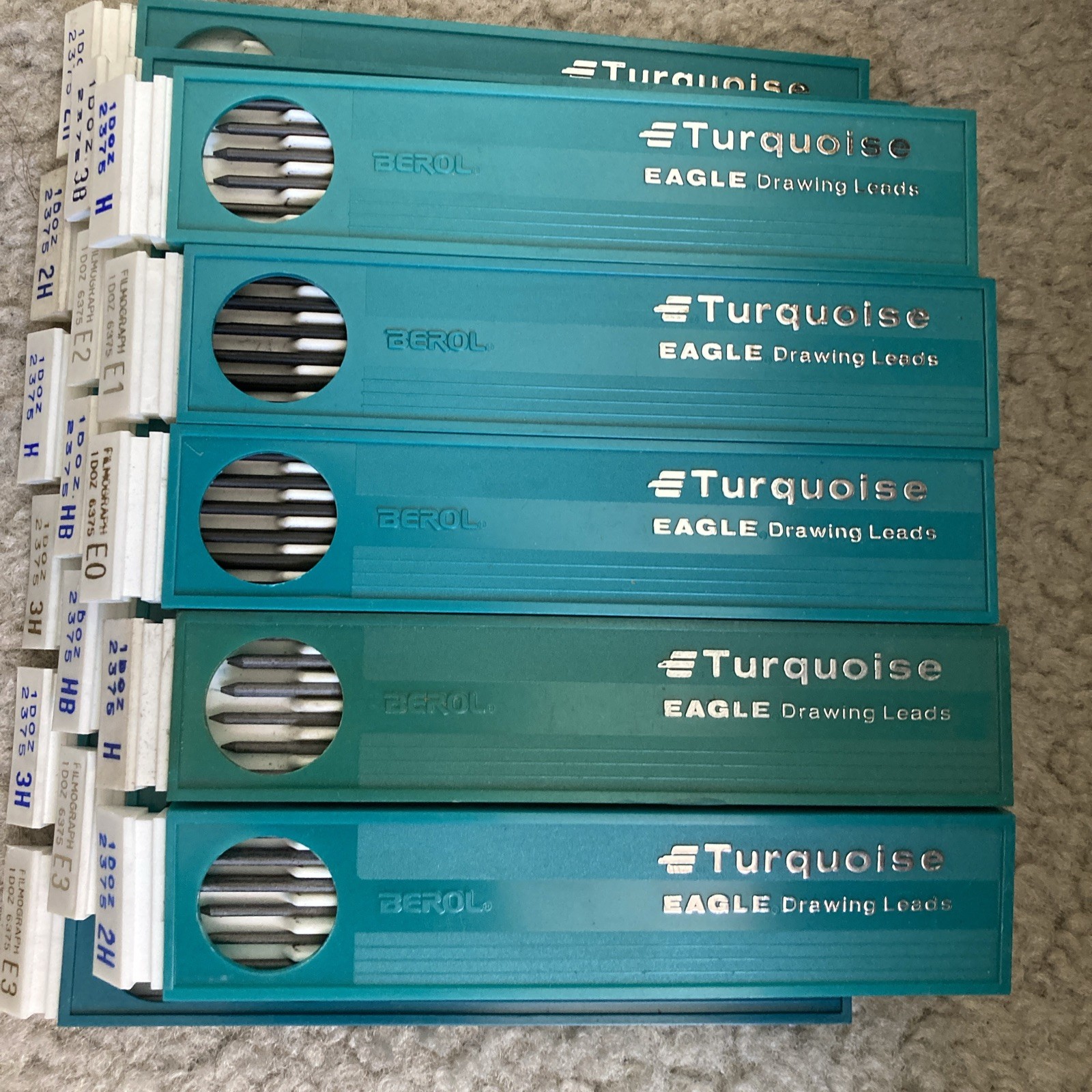 Berol Turquoise Eagle Drawing Leads Assortment of 16 Boxes Vintage
