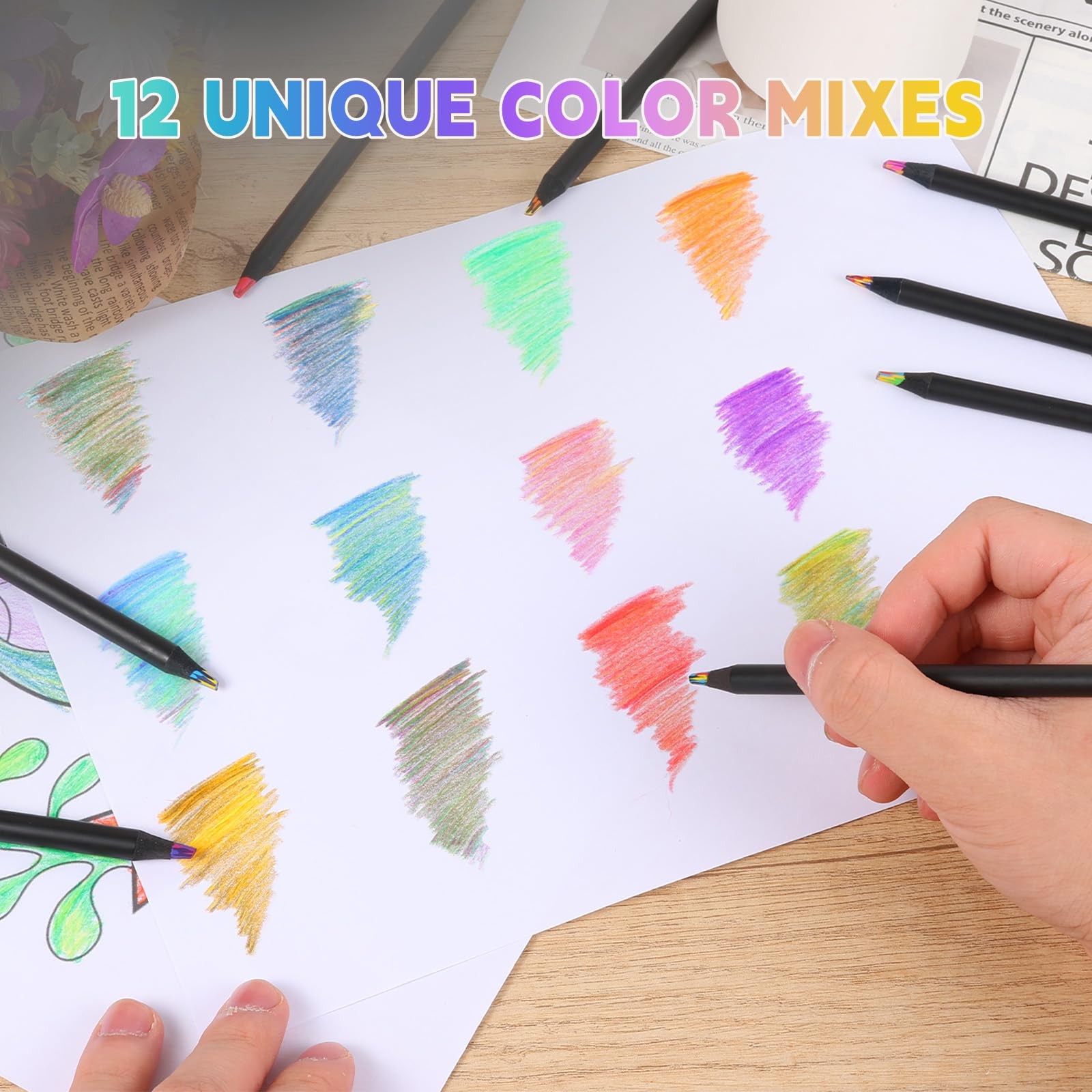 TINNIVI 12 Colors Rainbow Pencils for Kids Adults, Colored Multicolor