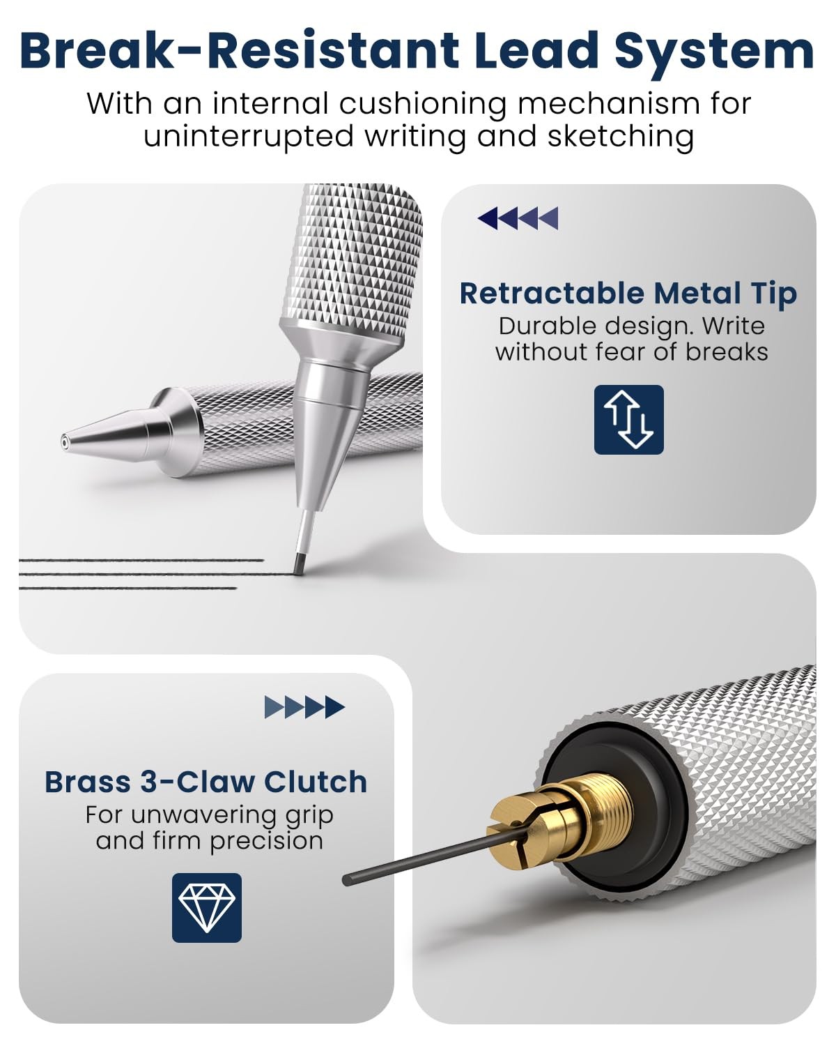 0.7 mm Mechanical Pencil, Metal Art & Drafting Pencil with Eraser and 60 HB L…