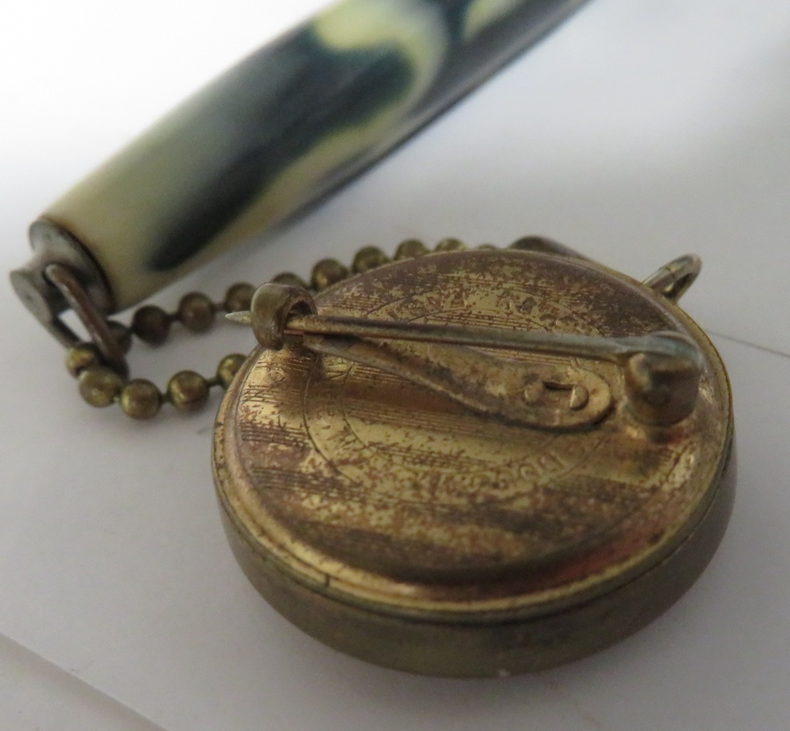 Ketcham McDougall Retractable Pin Brooch & Celluloid Golf Mechanical Pencil 1930