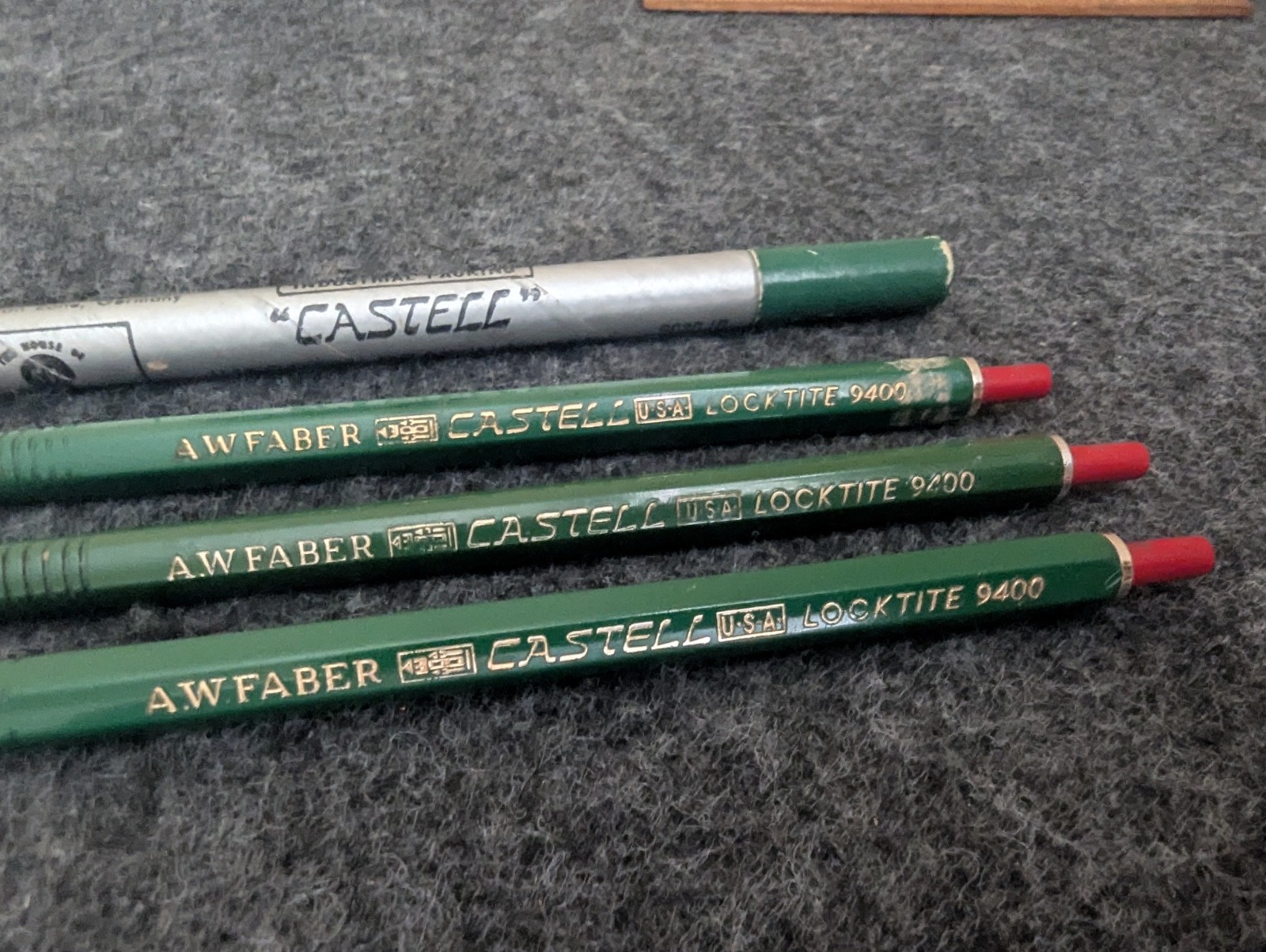 lot of 3 A. W. Faber-Castell 9400 Dark Green Locktite Mechanical Pencil JM