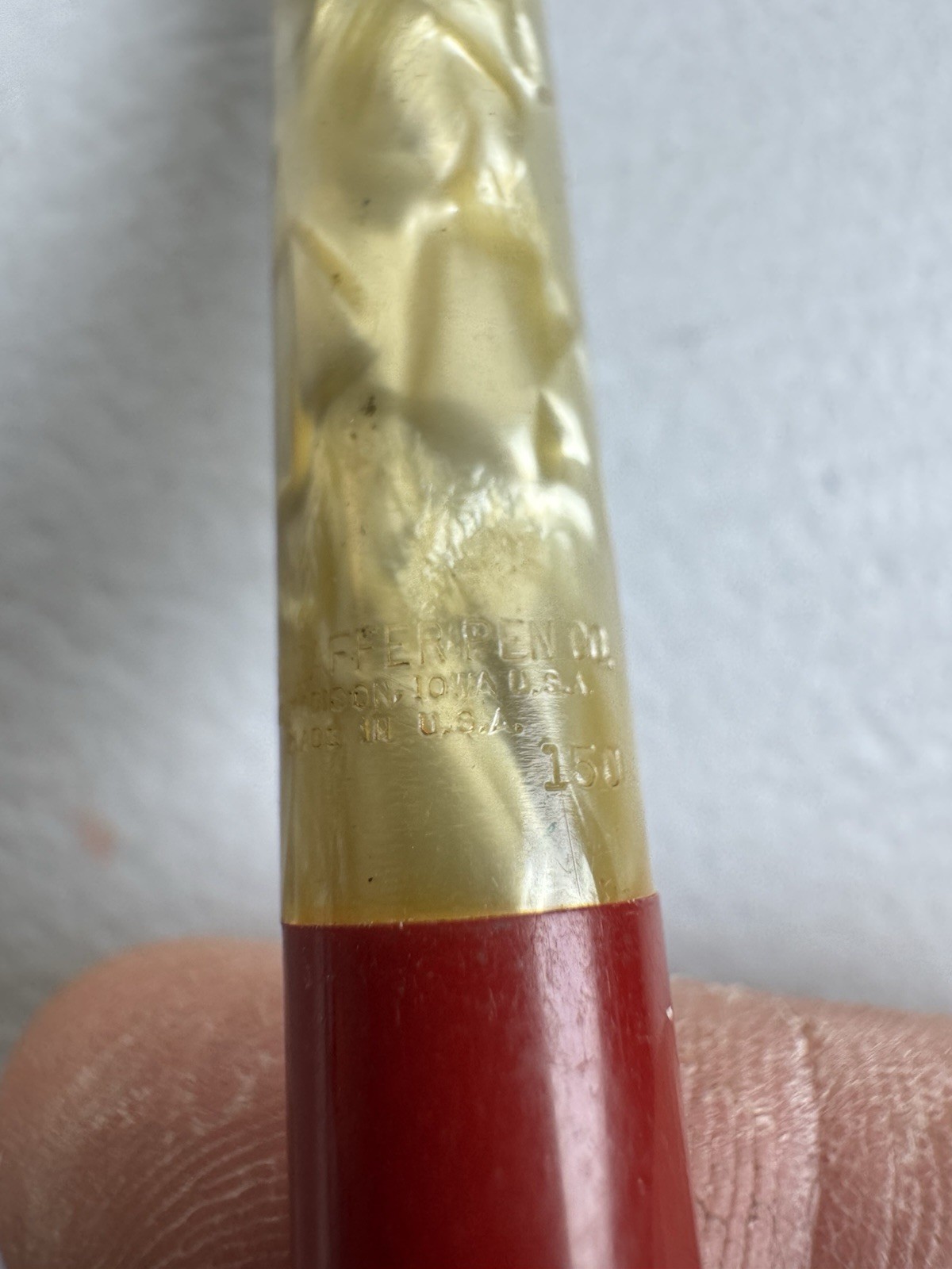Vintage Sheaffer’s Mechanical Pencil Crimson Red & Pearl Marbled #150 USA Made