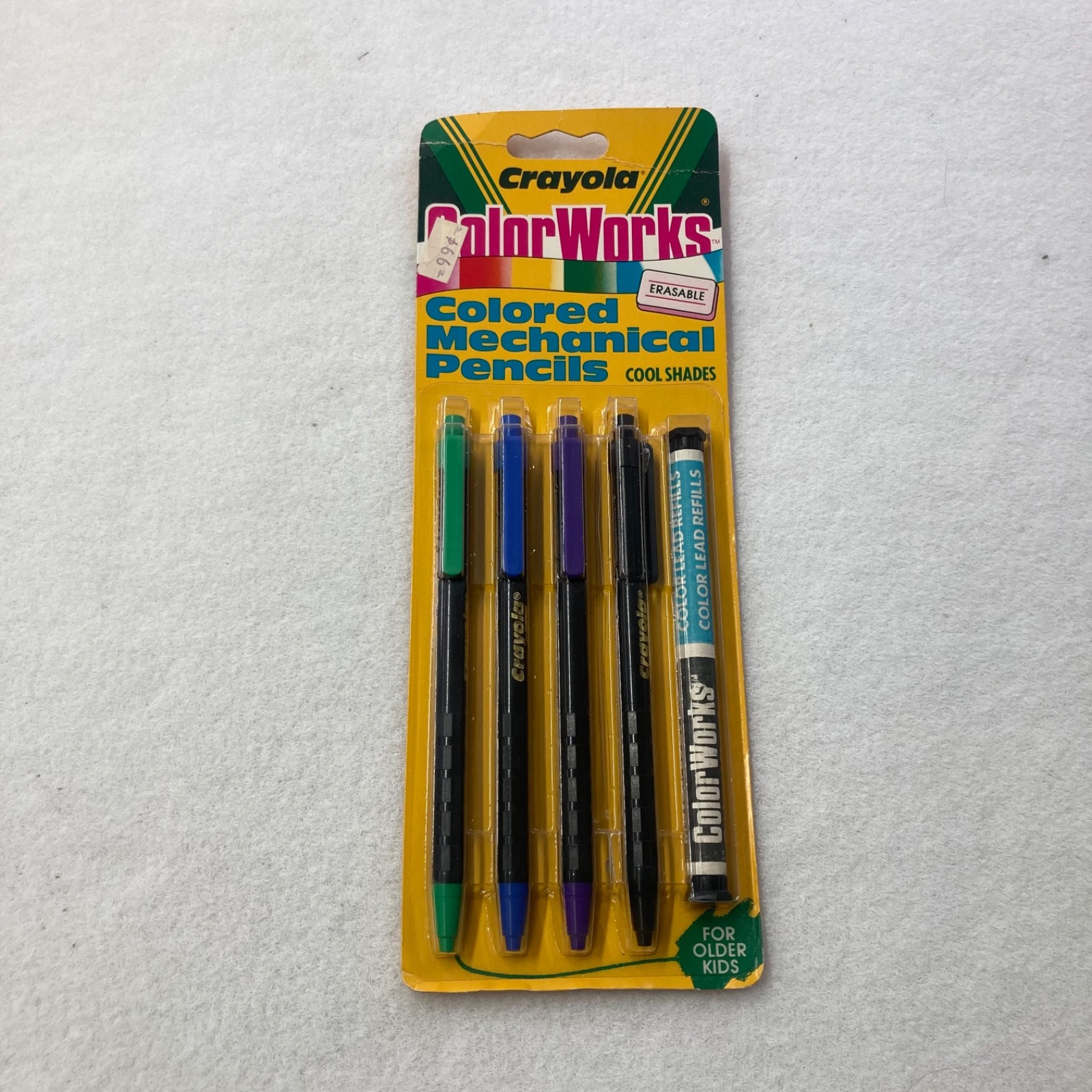 NOS Vintage 1988 Crayola Color Works Cool Shade Erasable Mechanical Lead Pencils