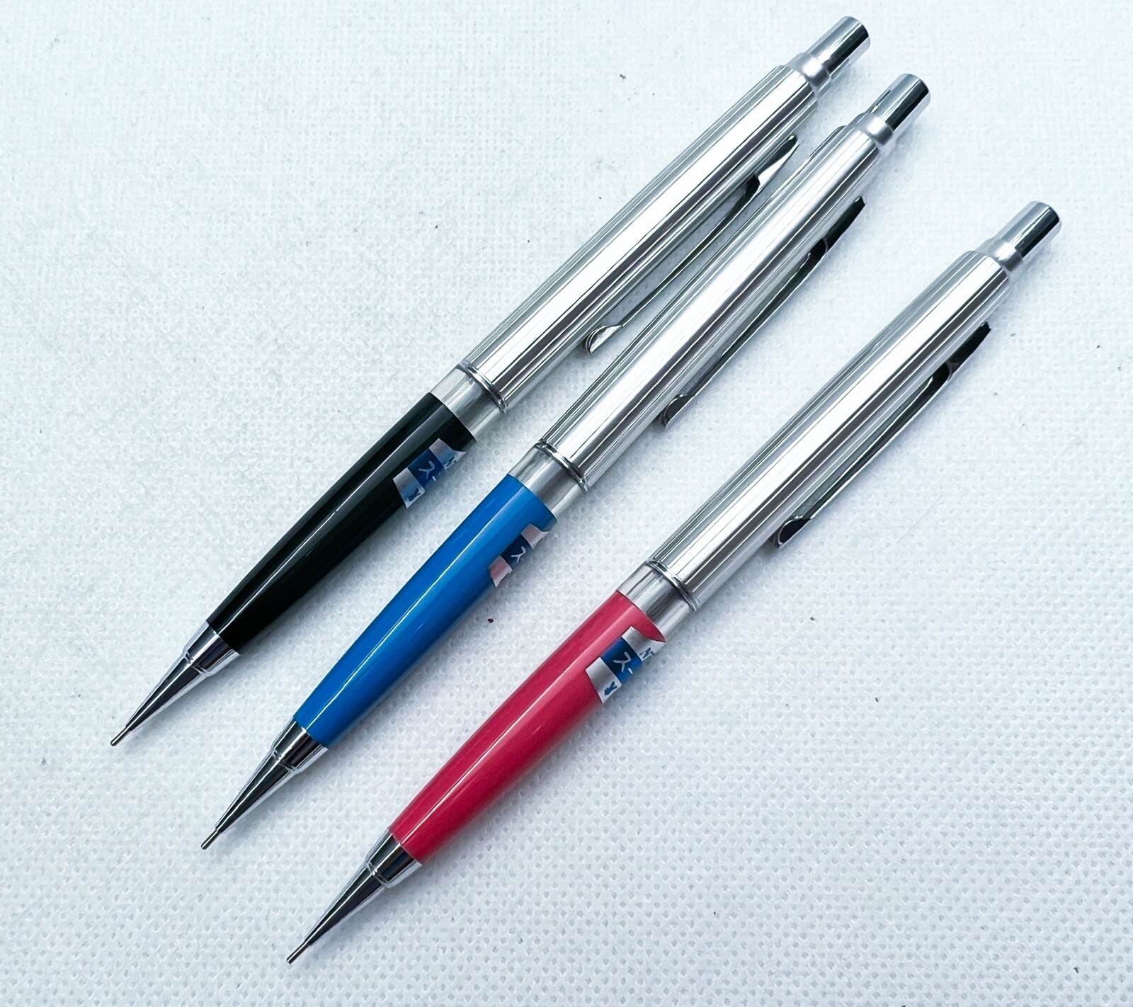 NOS Newman 3pcs window Mechanical Pencil 0.5mm retractable sliding sleeve