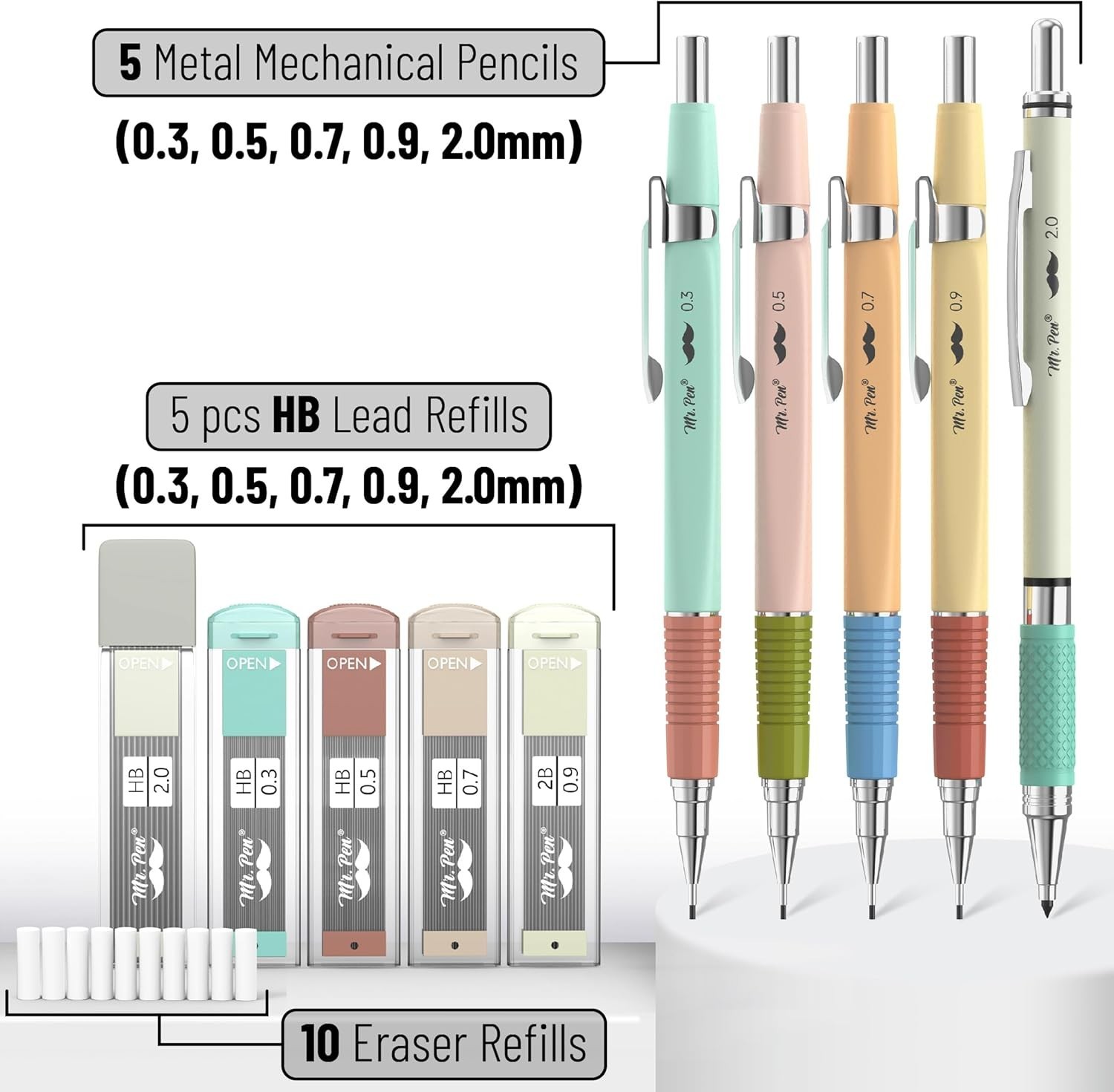 Elegant Mechanical Pencil Set in Pastel Colors – Perfect for Creative Minds