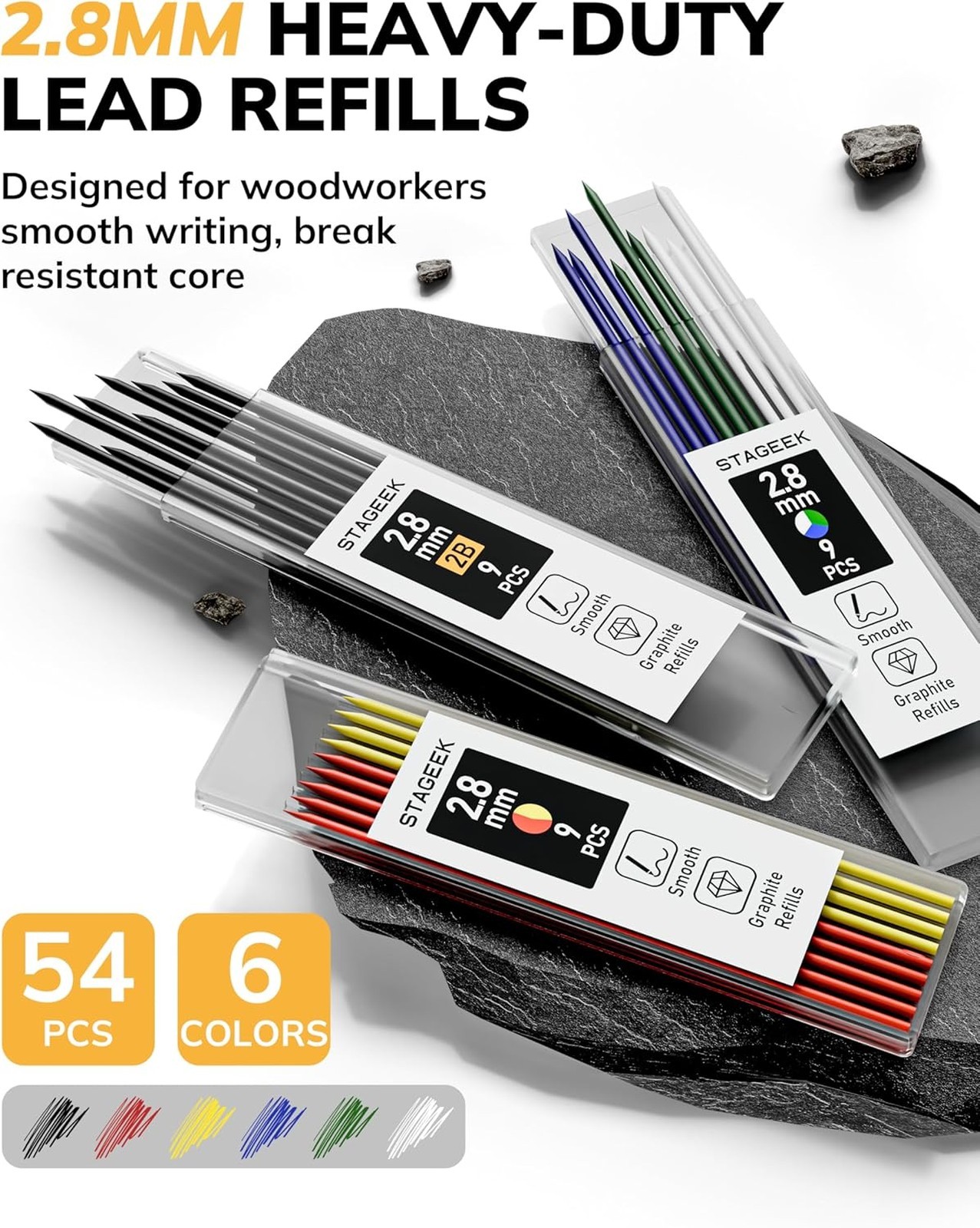 Carpenter Pencils Set with Sharpener, Mechanical Woodworking Marking Tools, Deep
