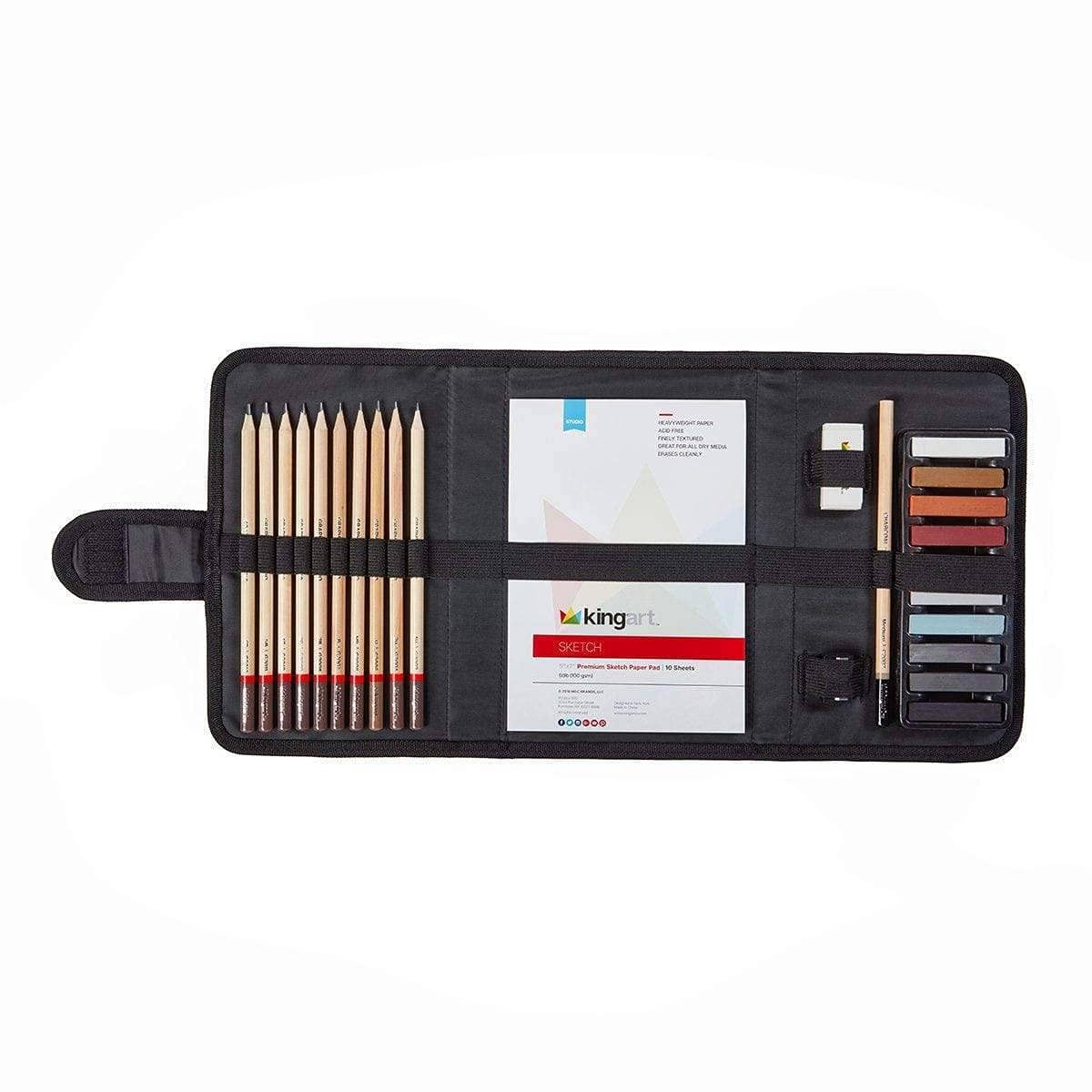 KINGART DRAWING & SKETCHING 25 pc. TRAVEL SET, 1 Count (Pack of 1), Gray