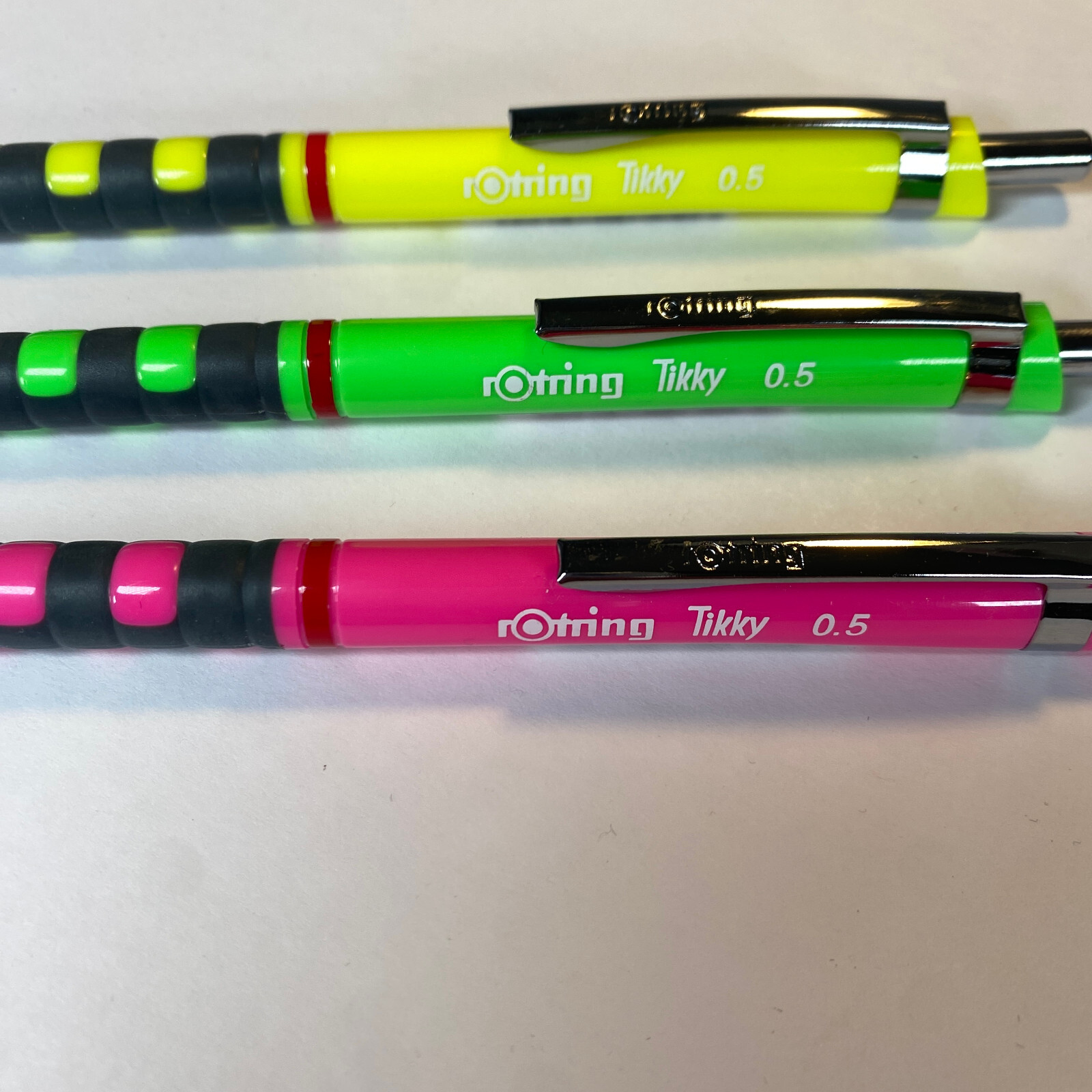 NEW Rotring Tikky 0.5 mm Mechanical Pencil Lot of 3 Grip Green Yellow Pink