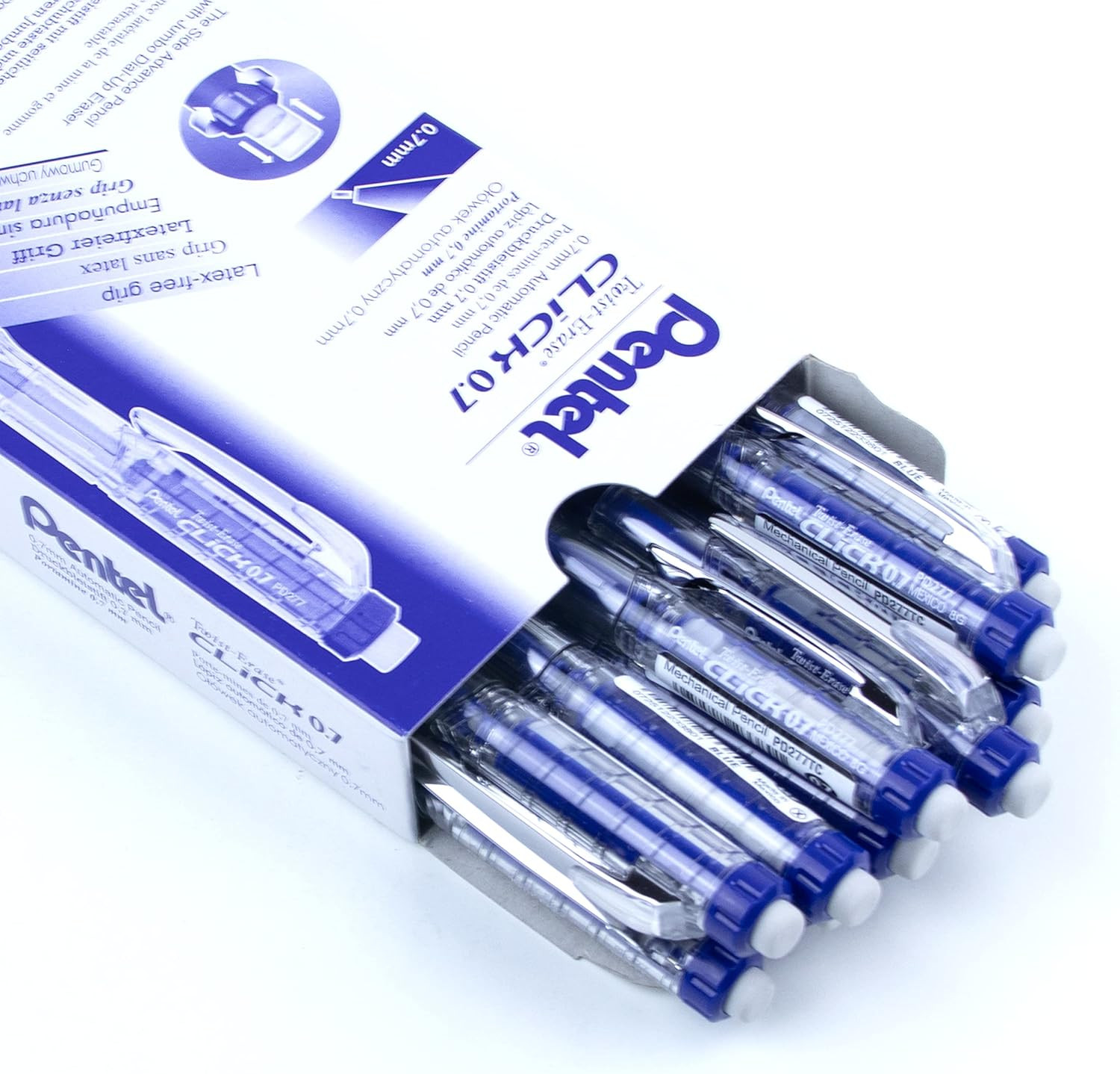 Twist-Erase Click Mechanical Pencil (0.7Mm) Assorted Blue Barrel Colors, Color M