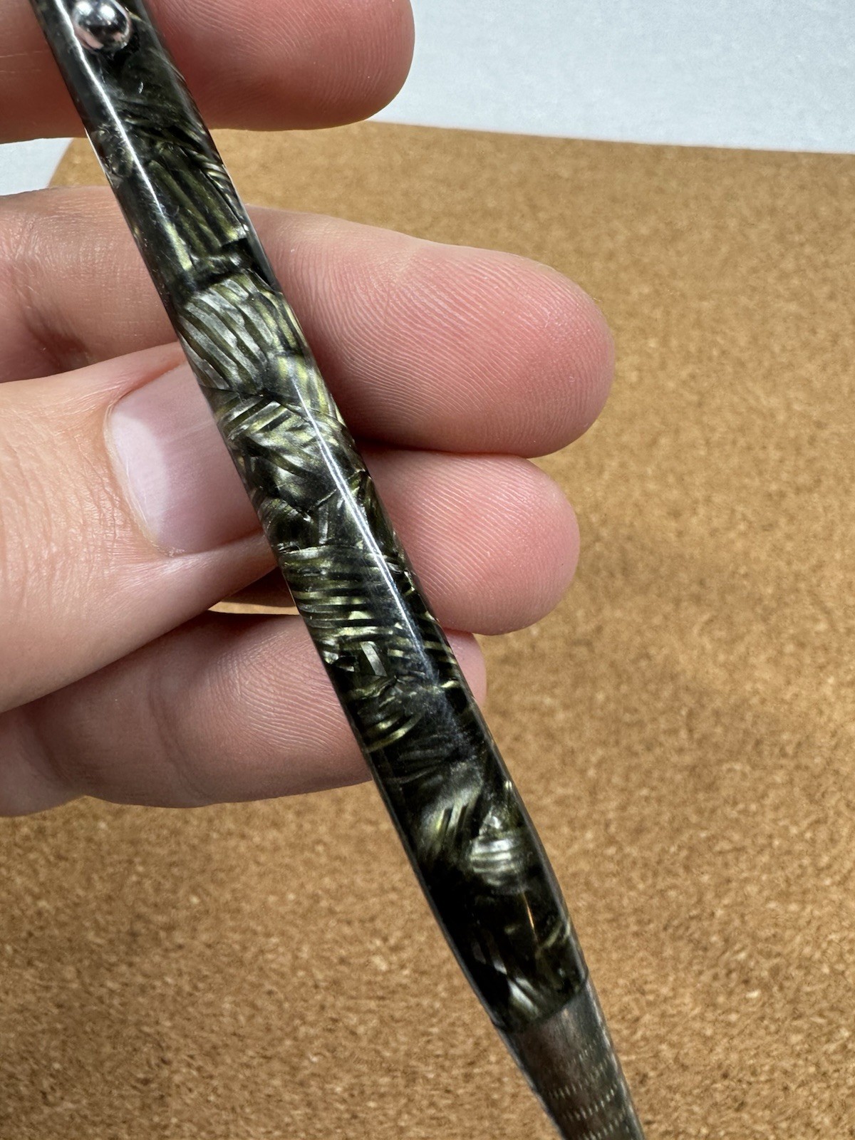 Antique Eversharp 4 Square Green Pattern Celluloid Mechanical Pencil Chrome Trim