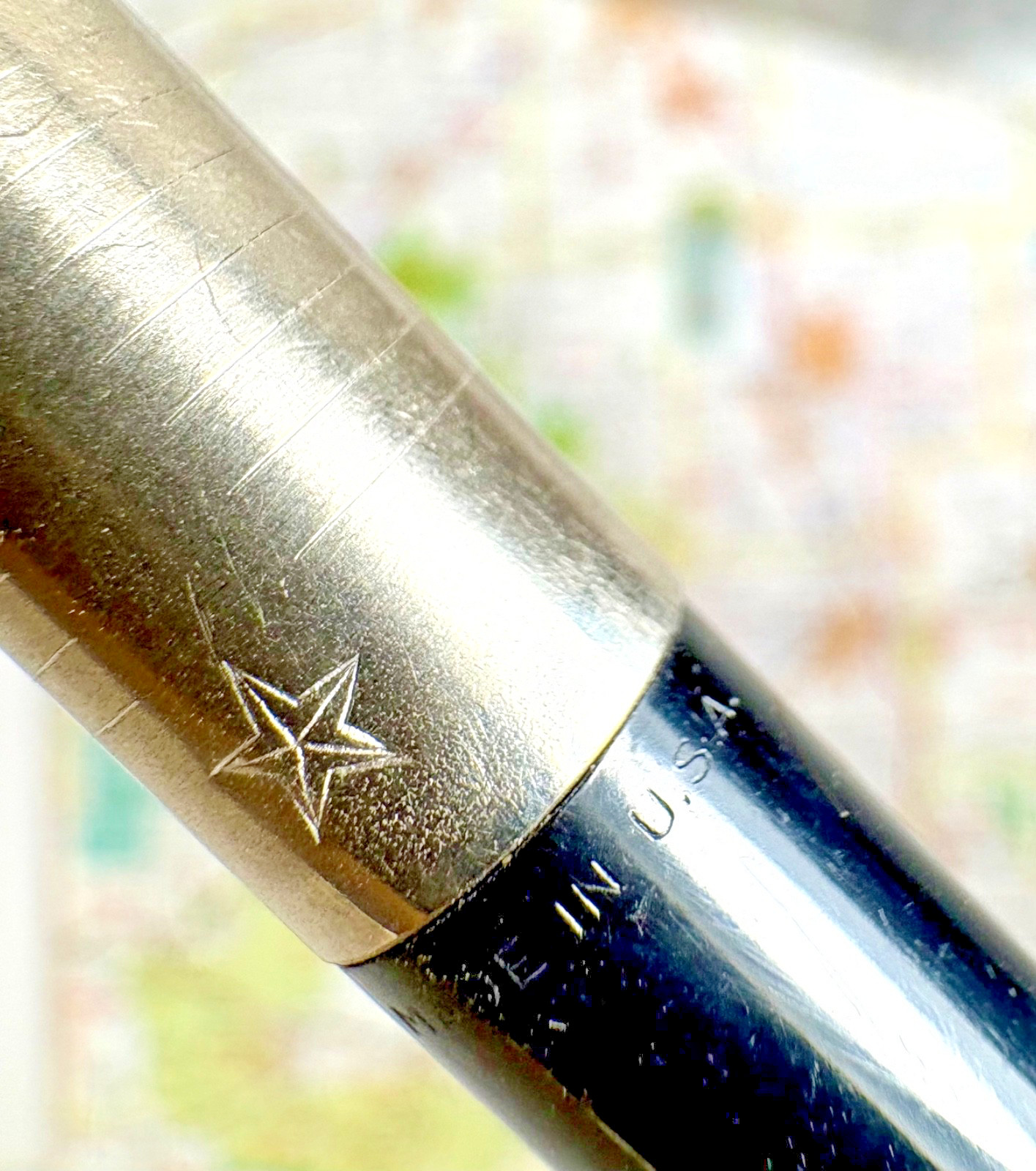 Vintage Waterman Corinth Star Pencil in Black Plastic with two tone clip / cap