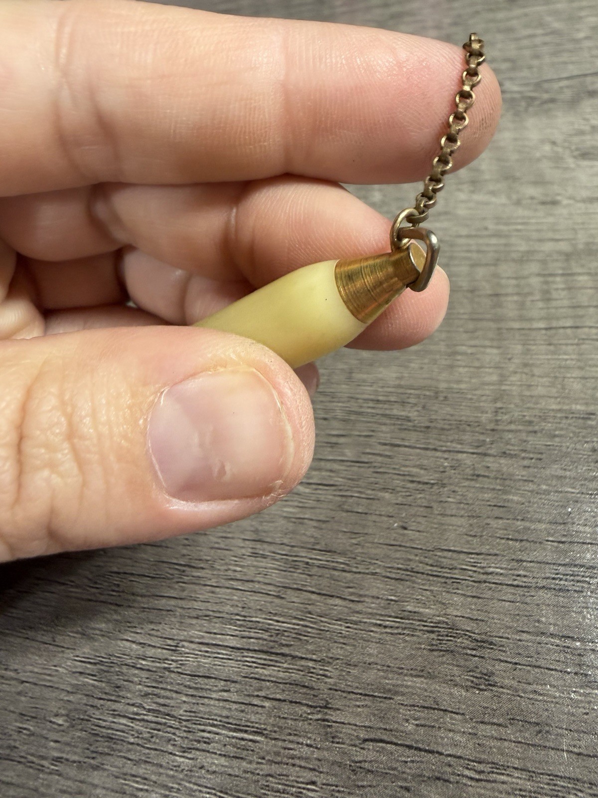 Vintage Celluloid Retractable Mechanical Pencil Christian Cross Charm Gold