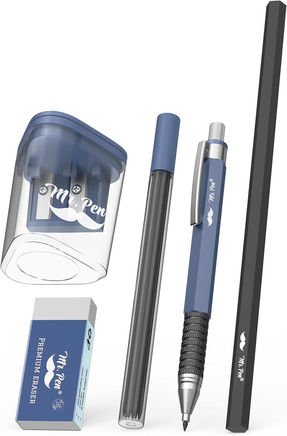 2.0Mm Mechanical Pencil Set, 5 Pcs, HB Pencil, Eraser, Sharpener, Drawing Mechan