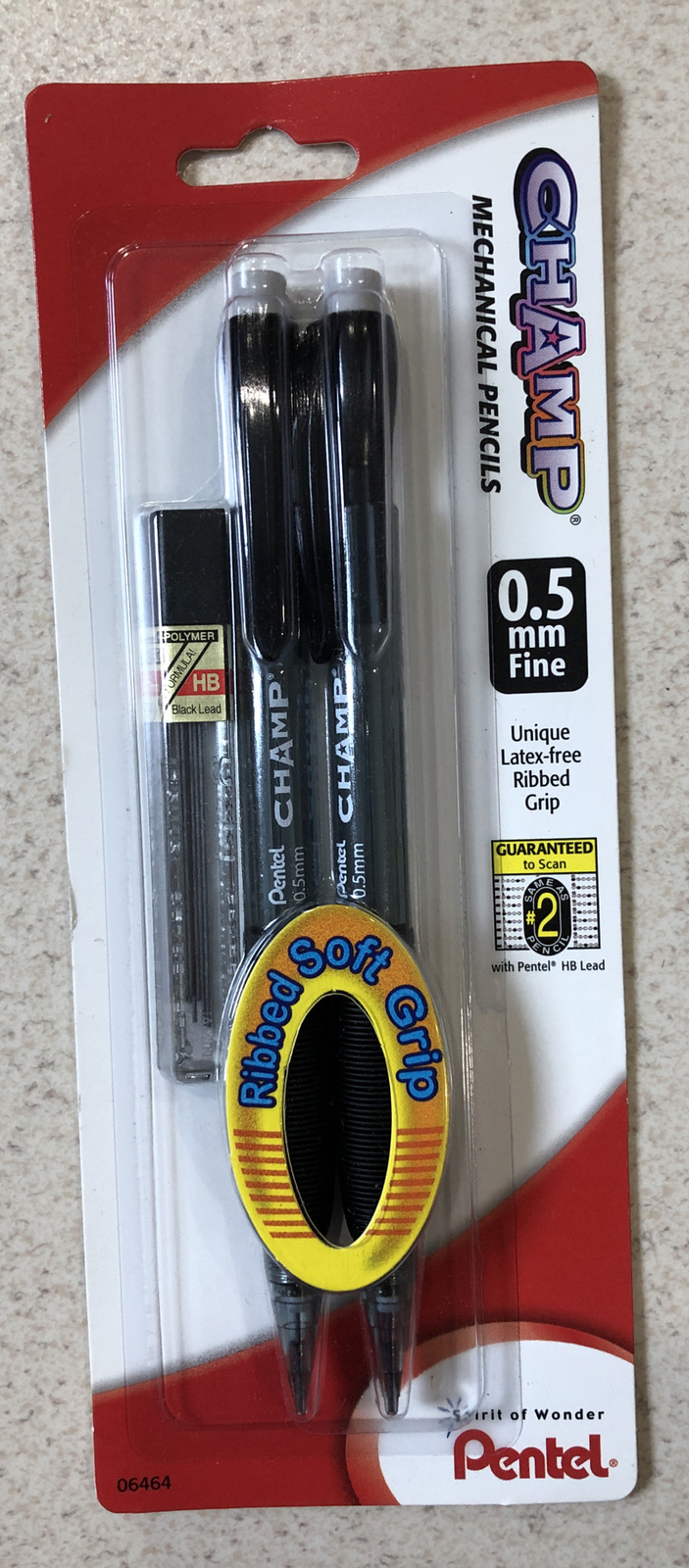 Pentel Champ Mechanical Pencils – Charcoal Grey Barrels 2 Pk 0.5 mm Lead