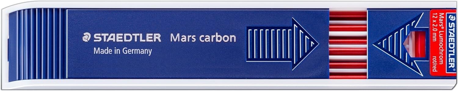 Mars Carbon Plomo, 2Mm, Rojo, 12 Plomo