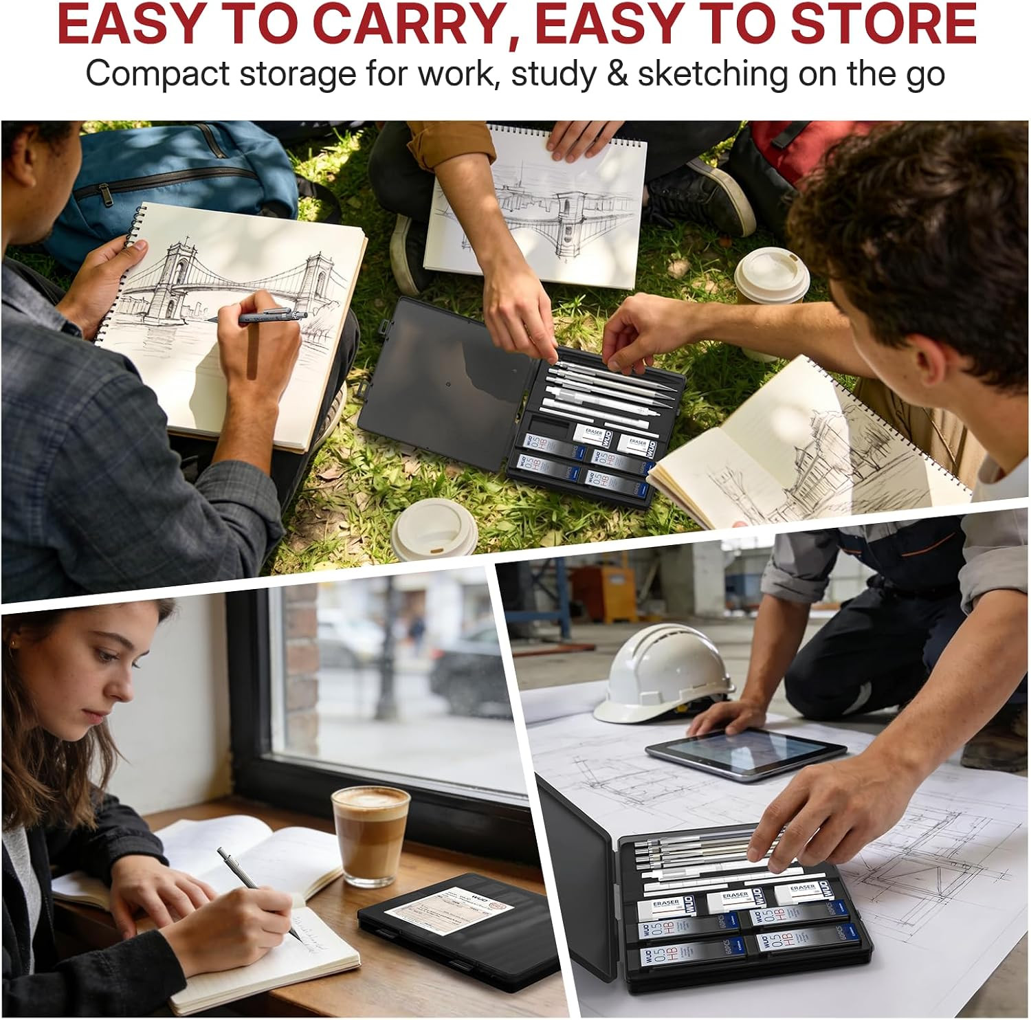 0.5Mm Mechanical Pencil Set with Eraser Pen, 4PCS Metal Mechanical Pencils, 480