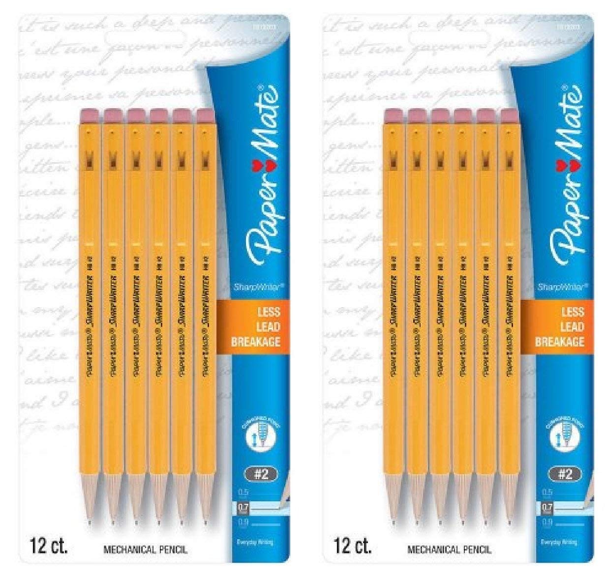Paper Mate SharpWriter Mechanical Pencils, 1 Count (Pack of 24), Yellow