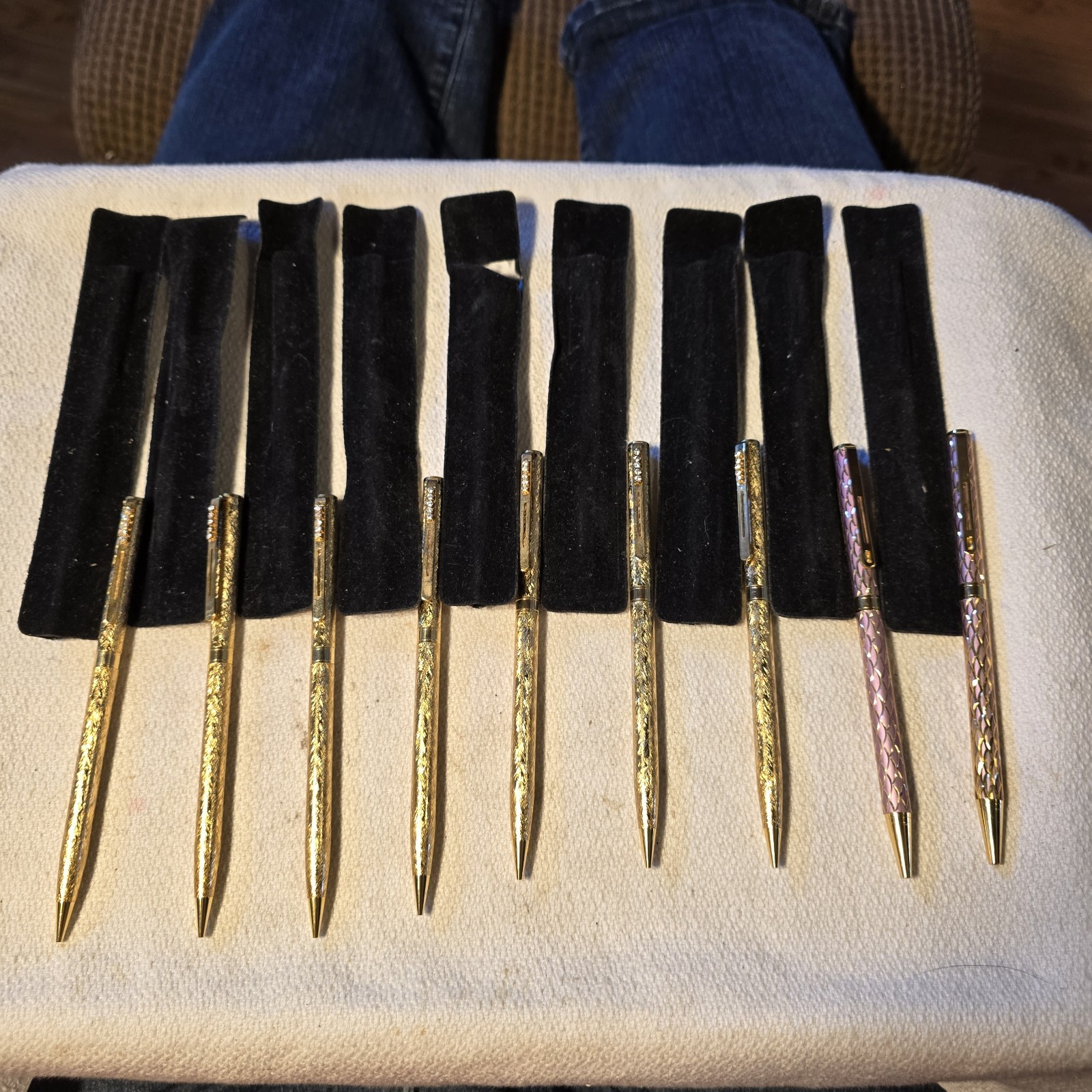 Vintage Gold Tone Mechanical Pencils Lot Rhinestone Clip Pink Enamel Pens