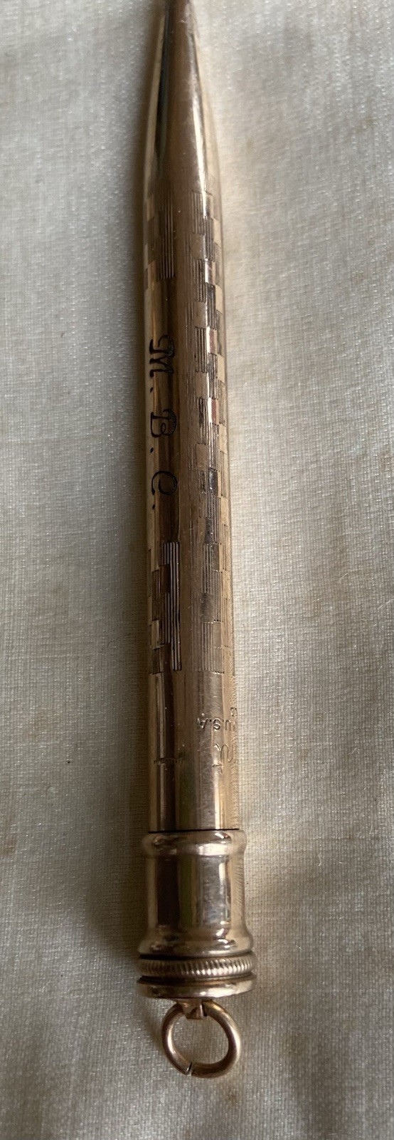 Redipoint 4” Chatelaine/Fob Ringtop Rolled Gold Mechanical Pencil-monogrammed