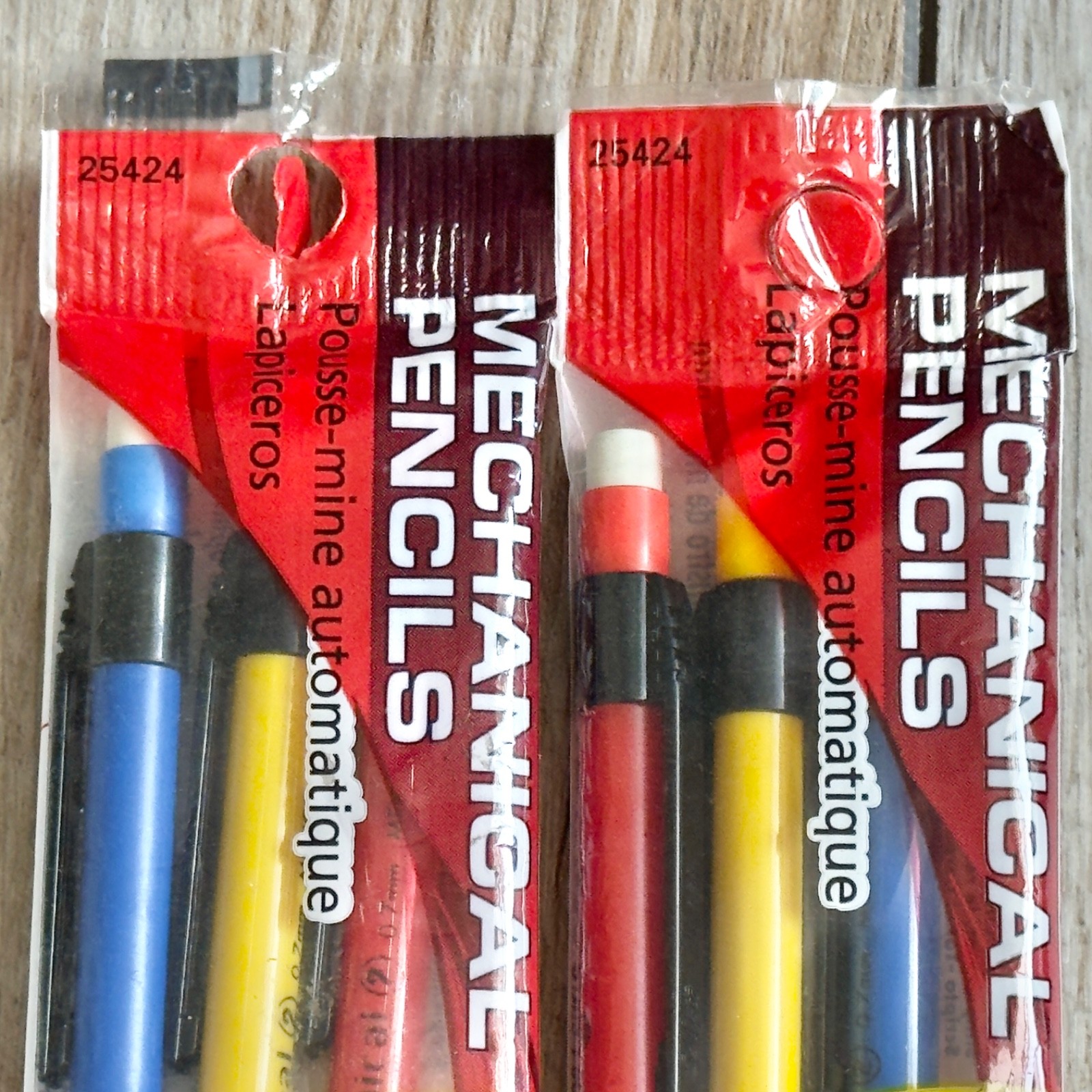 Scripto Mechanical Pencil .7mm No. 2 B5039M 25424 Red Yellow Blue 3 Pack x 2