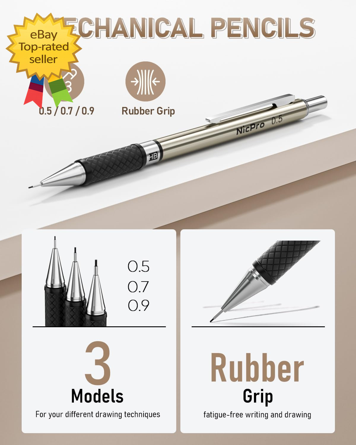 35PCS Art Mechanical Pencil Set 3 PCS Metal Drafting Pencil 0.5 Mm & 0.7 Mm