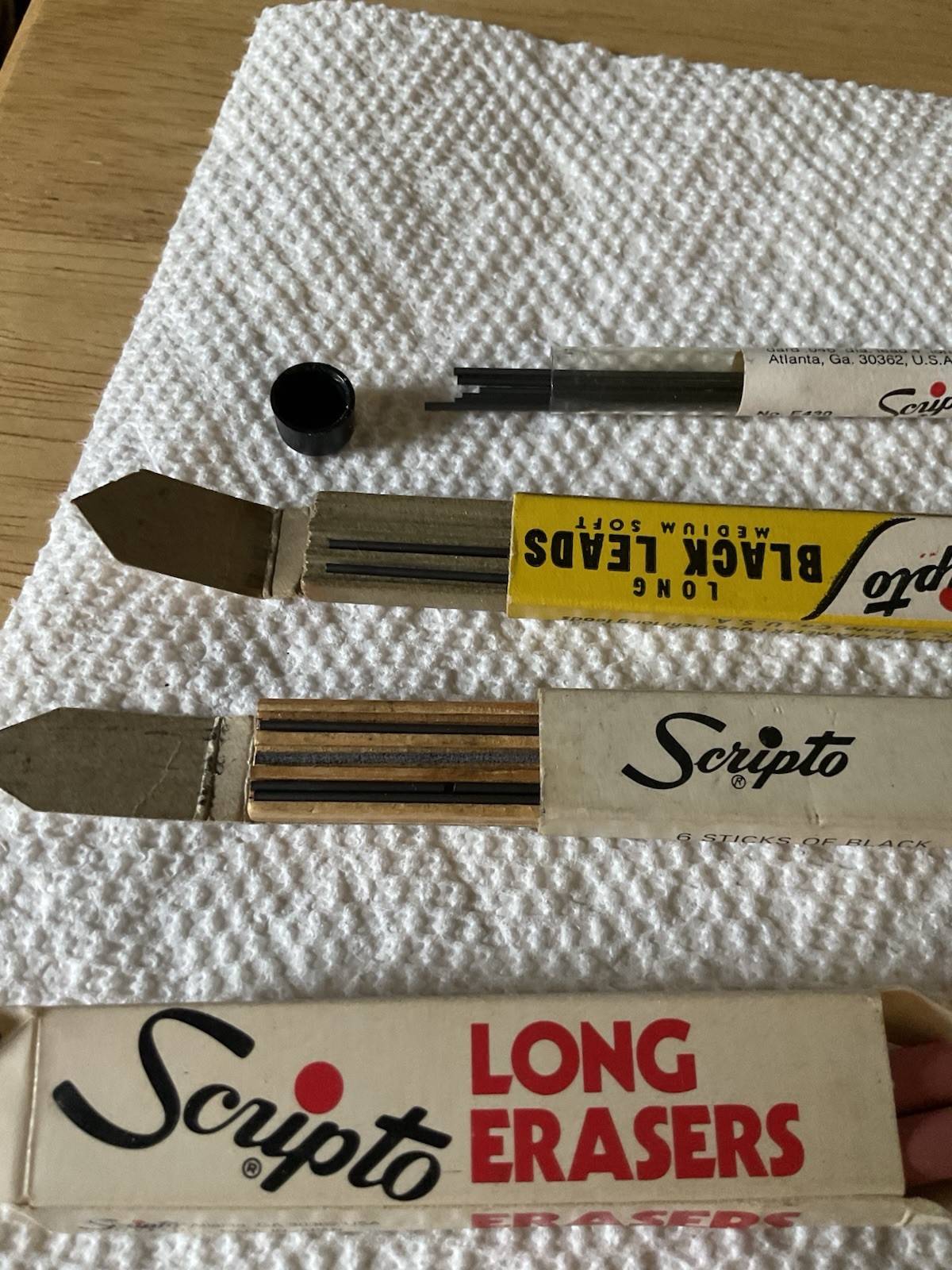 Vintage lot of Assorted Scripto Lead Refills & Erasers Asst Amounts, Sizes