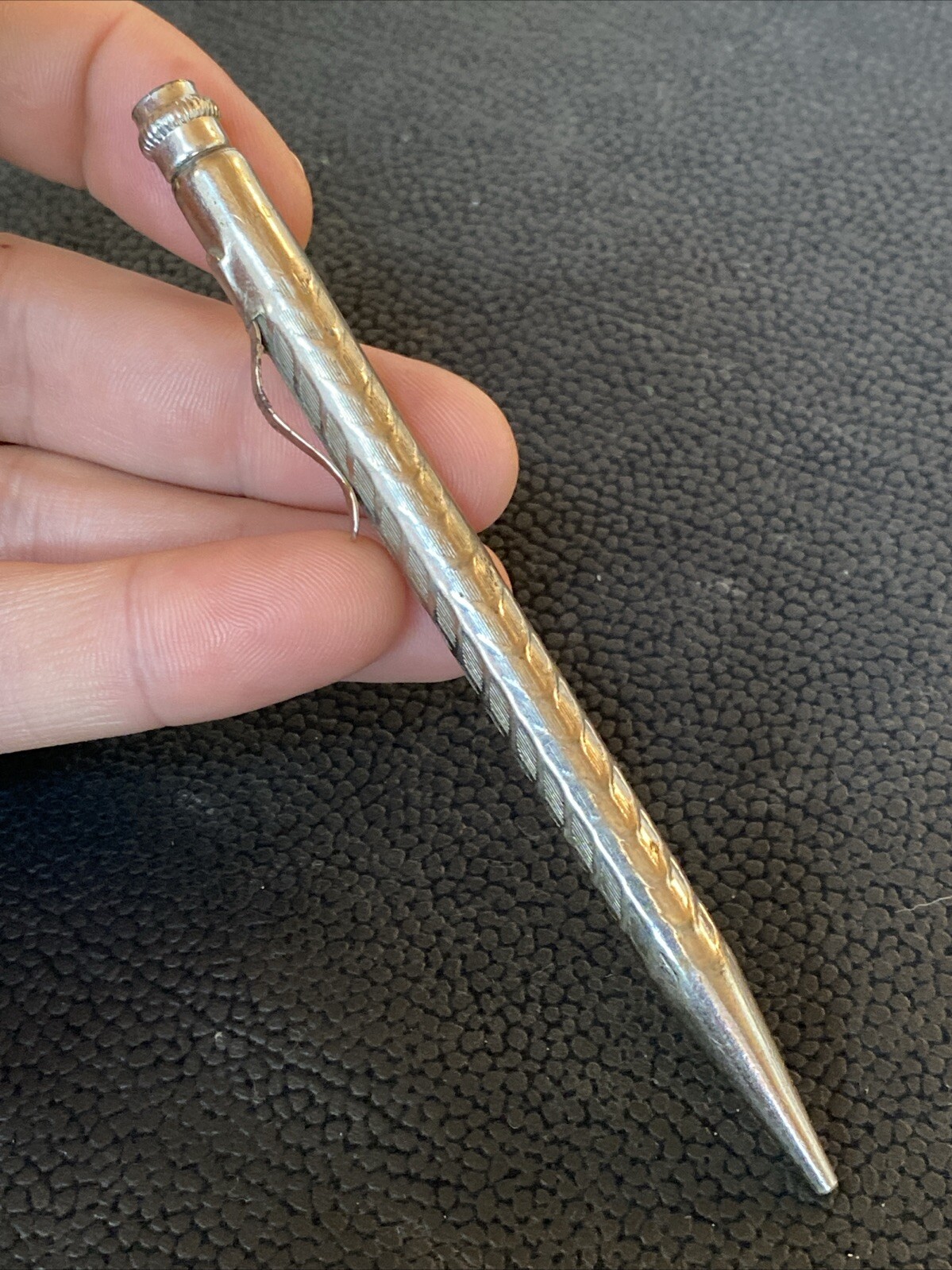 VTG 1920s/30’s Made In USA PAT’D Mechanical Pencil Silver Tone Twist Top AS IS