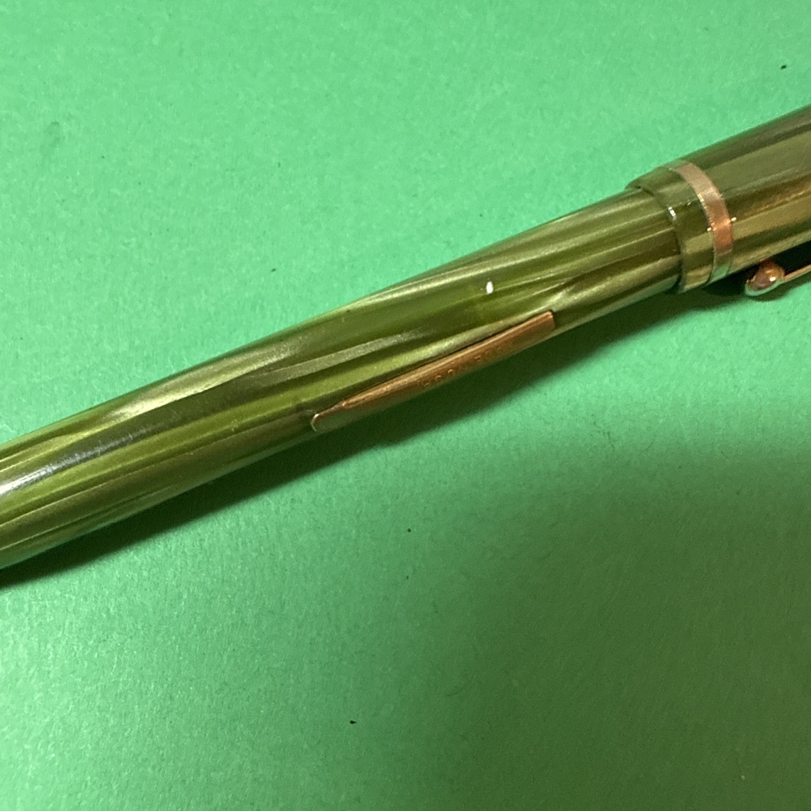 Vintage Champion Fountain Pen/Mechanical Pencil Combo, Green Marbled Finish