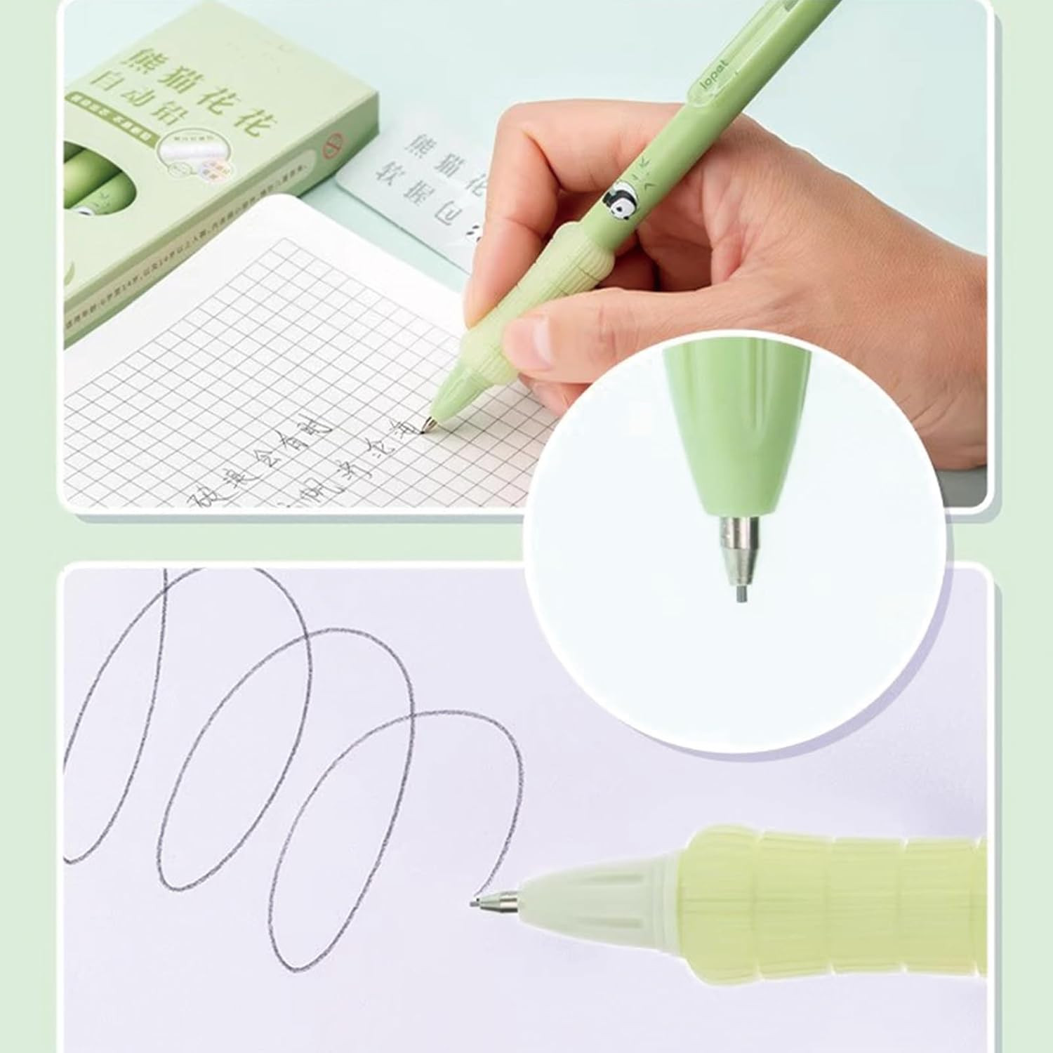 4 Pcs Mechanical Pencils 0.5Mm Cute Panda Mechanical Pencil Kawaii Cartoon Penci