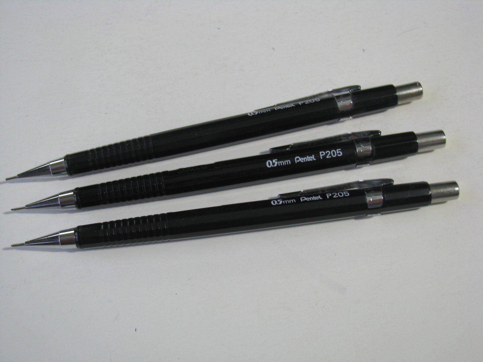3 pc Lot Set Pentel Sharp Mechanical Drafting Pencils 0.5 mm Black Barrel P205